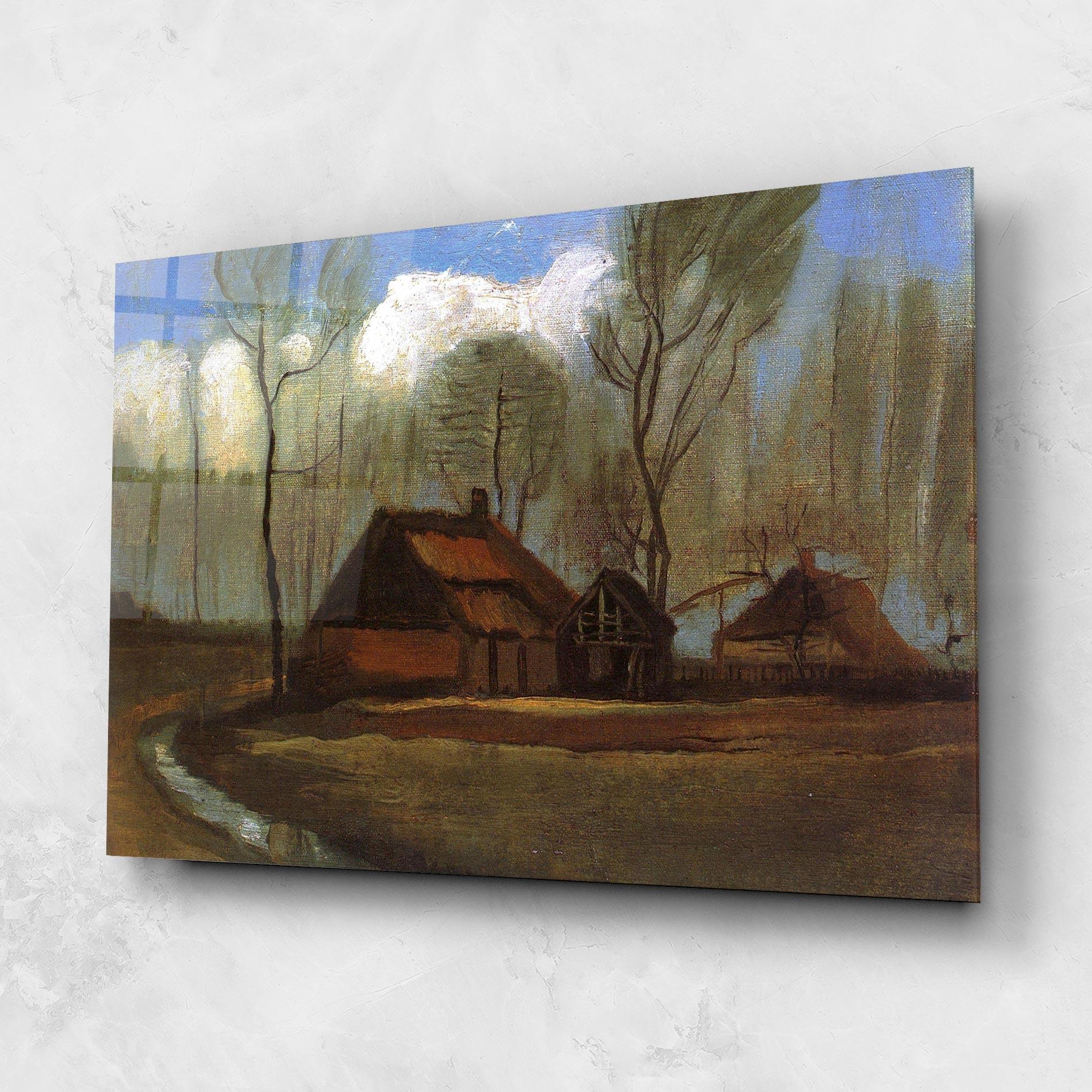 Tablou Sticla Farmhouses Among Trees mockup 1