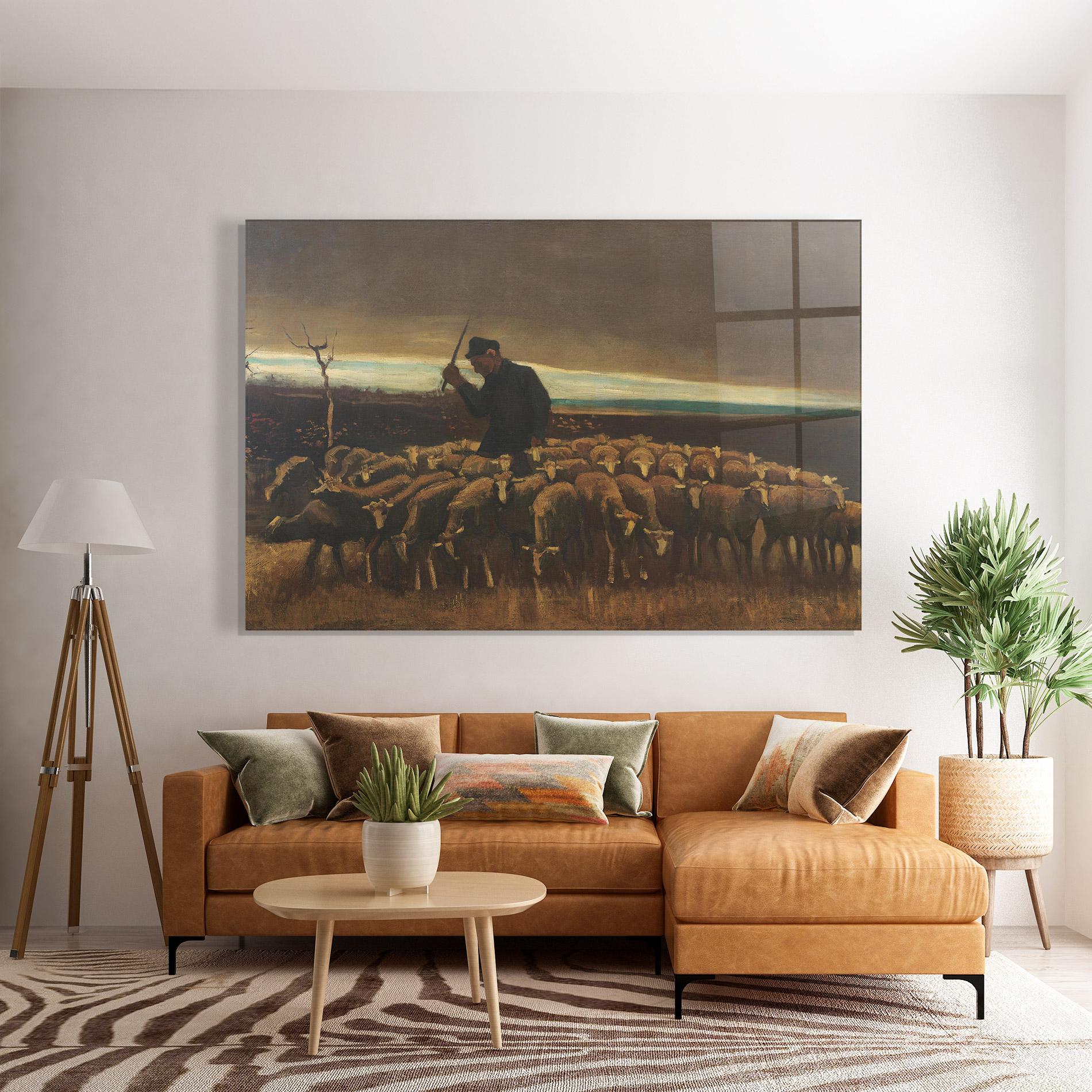 Tablou Sticla Flock Of Sheep mockup 7