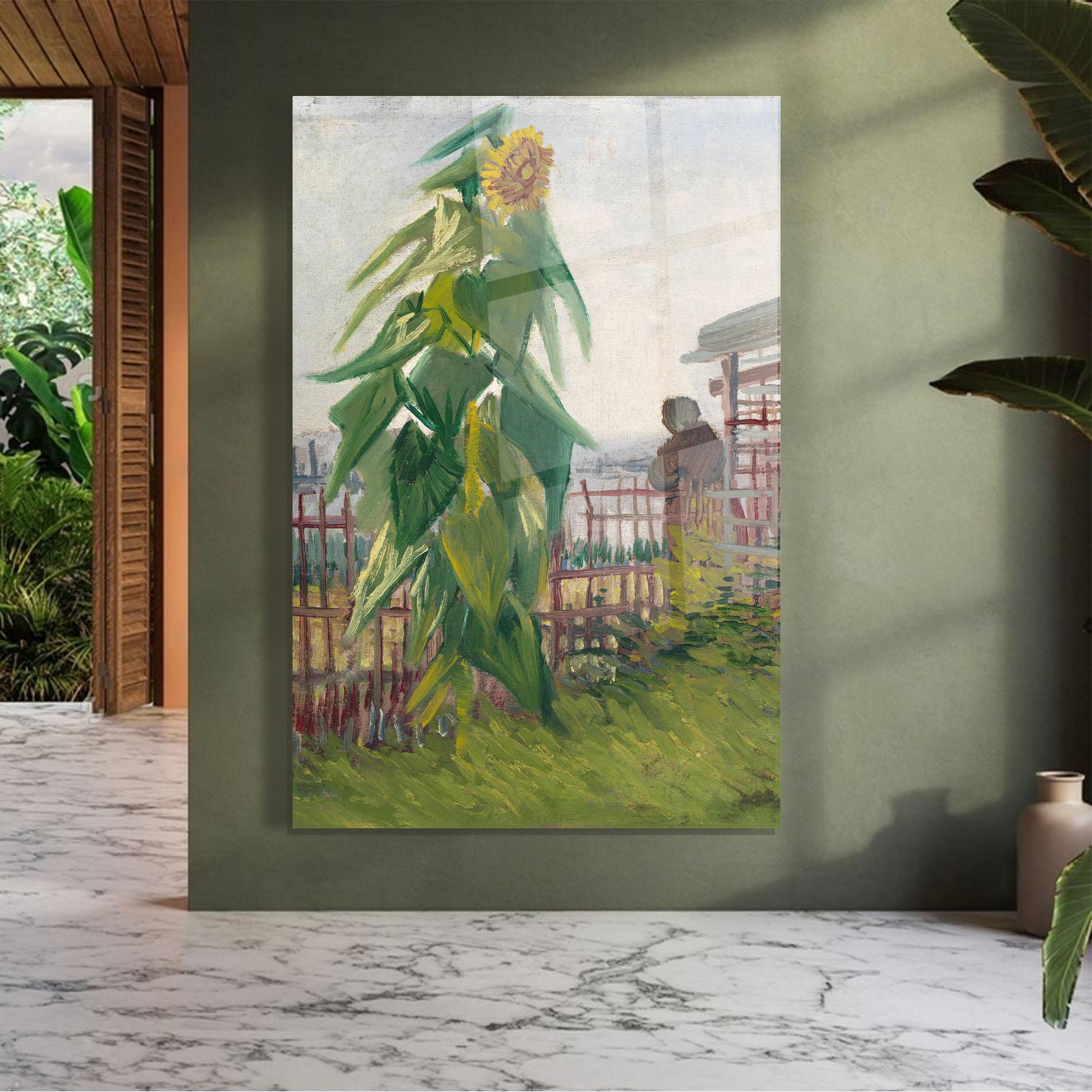 Tablou Sticla Allotment With Sunflower mockup 7