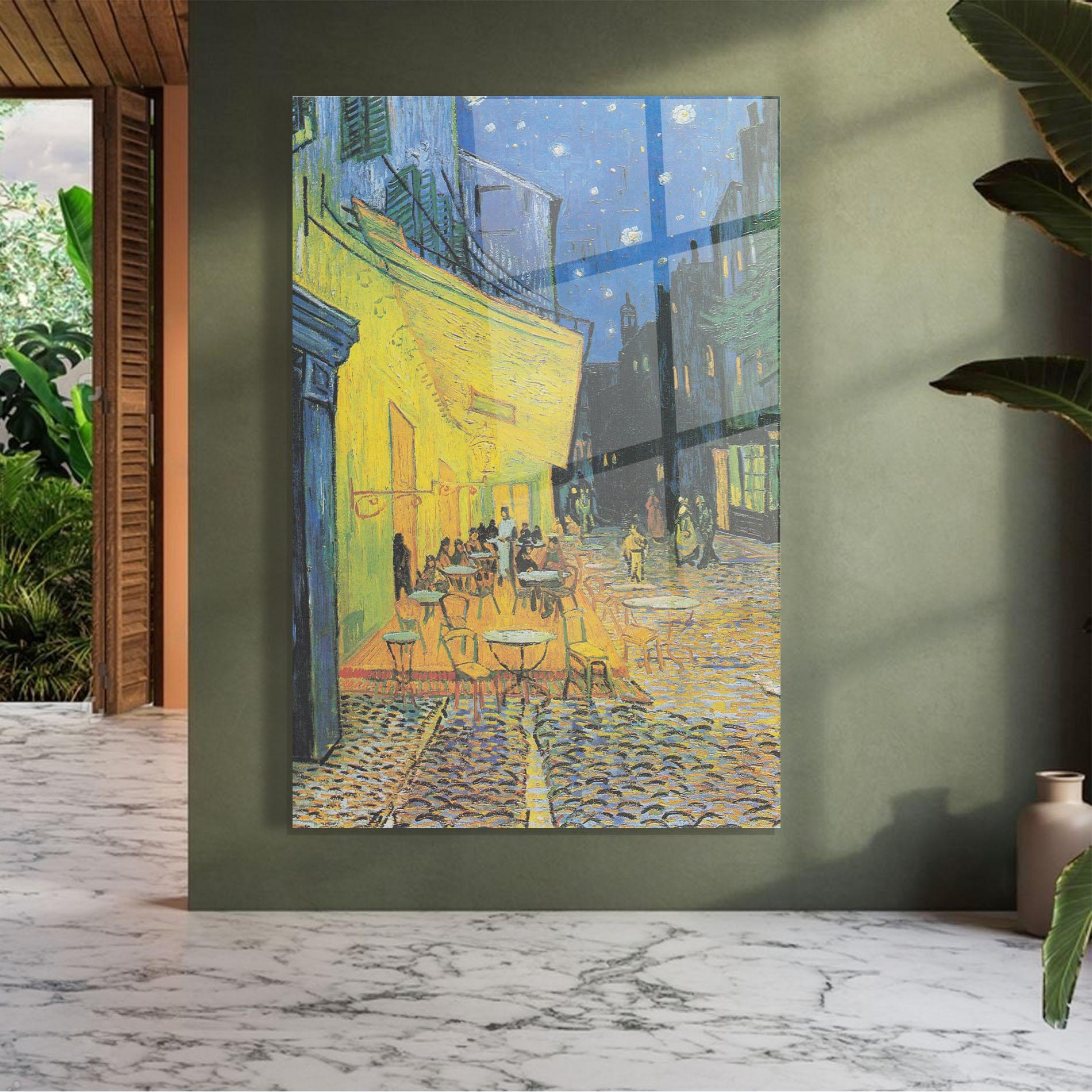 Tablou Sticla Cafe Terrace At Night mockup 7