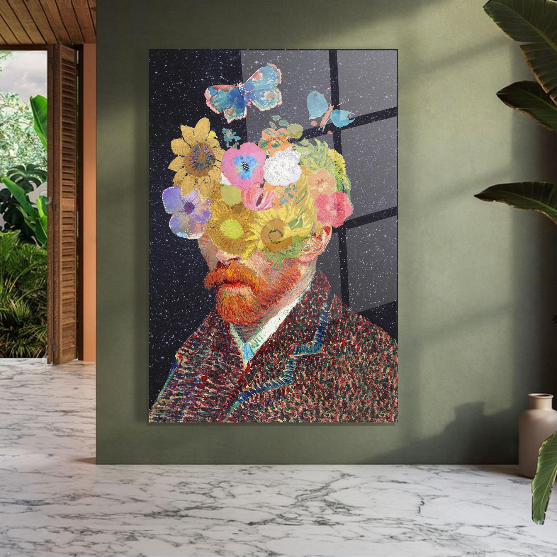 Tablou Sticla Flower Self Portrait mockup 7