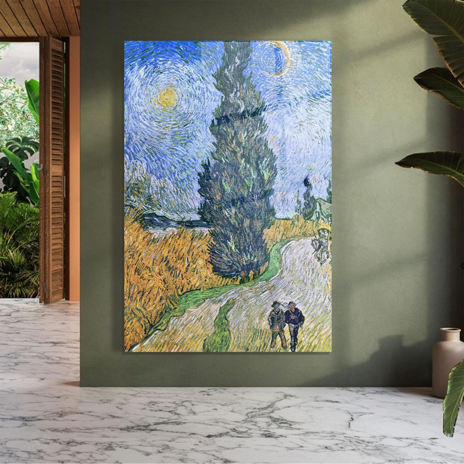 Tablou Sticla Road With Cypress mockup 7