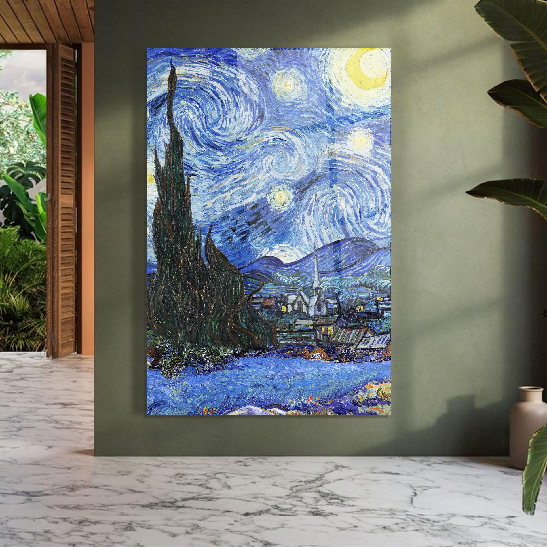 Tablou Sticla Starry Night Art mockup 7