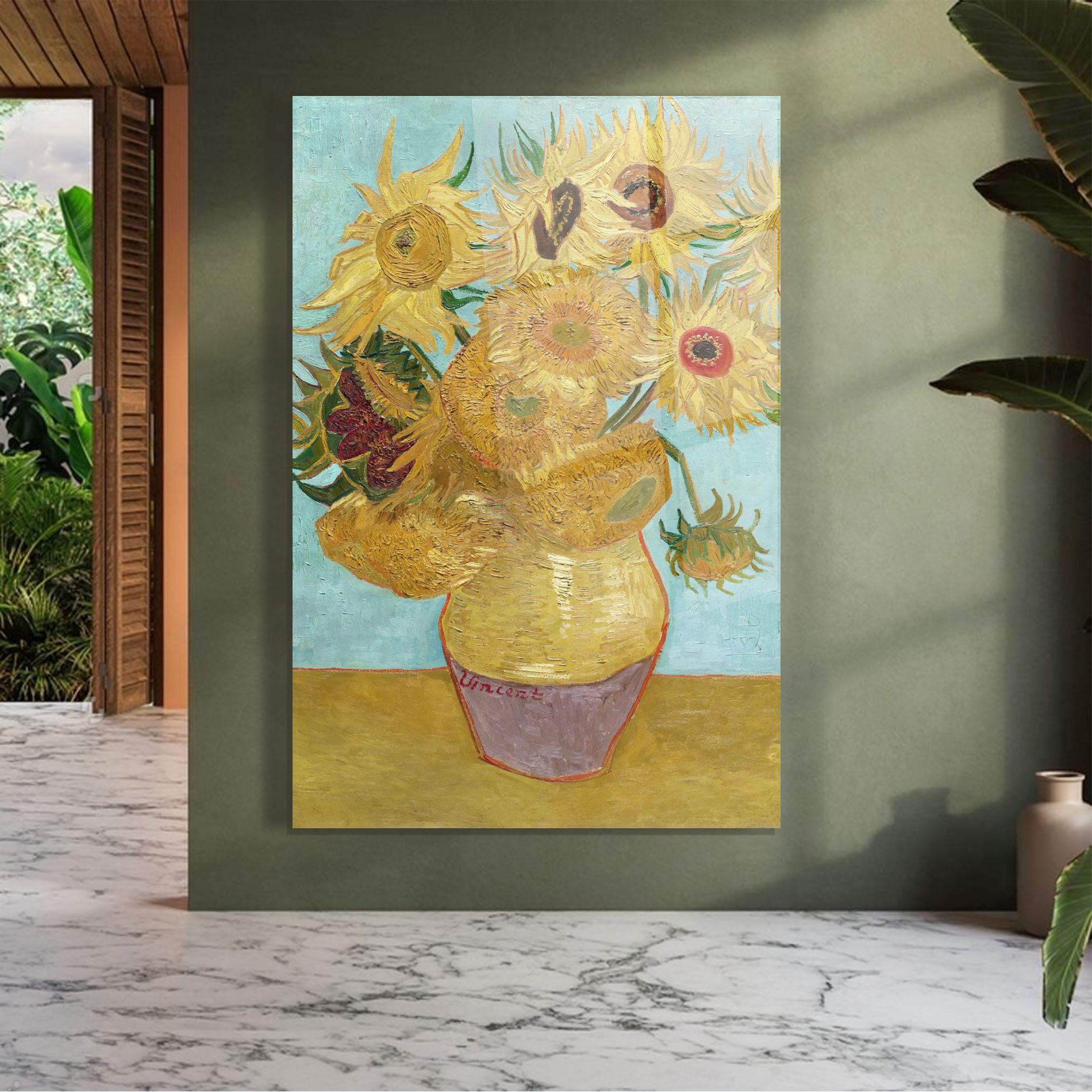 Tablou Sticla Twelve Sunflowers mockup 7