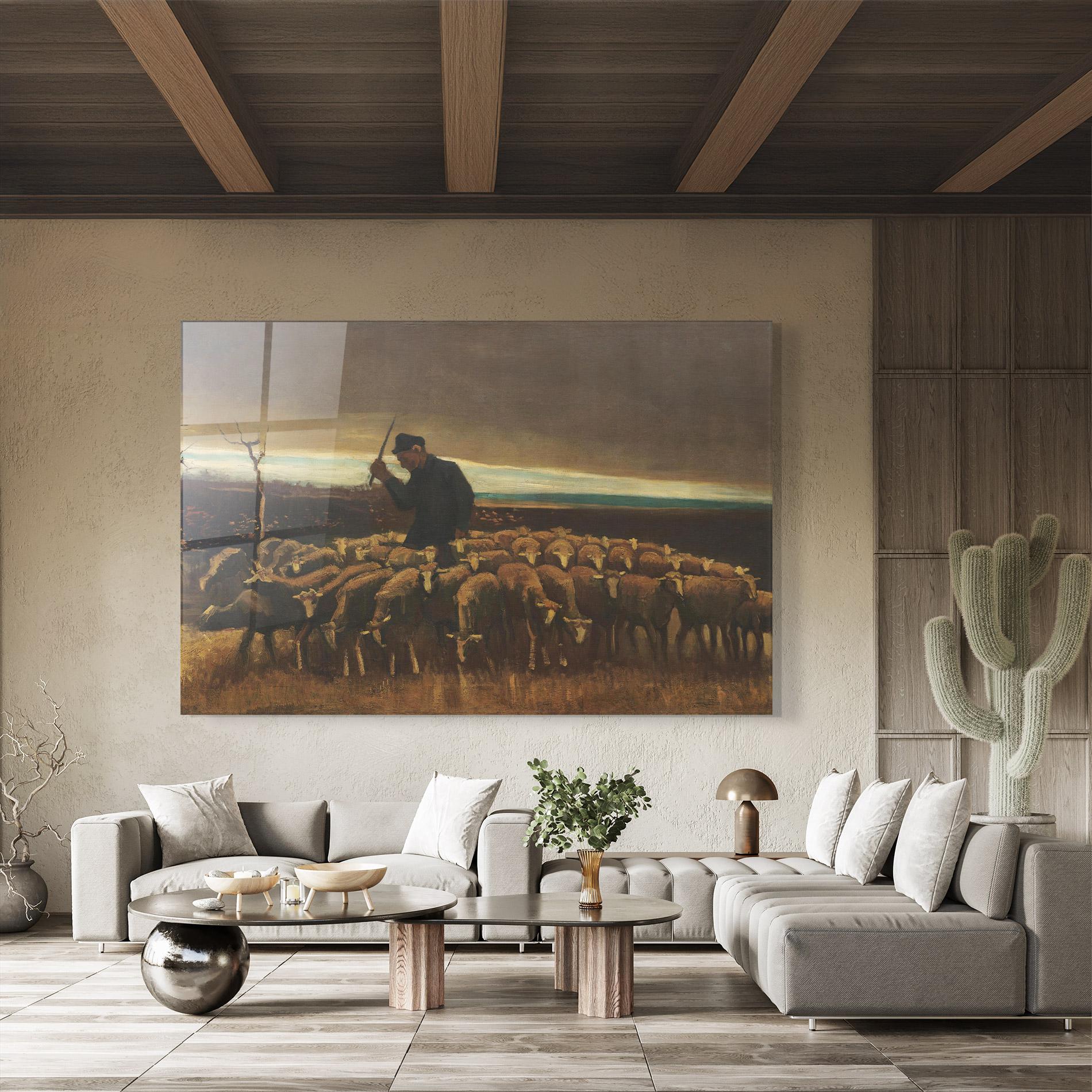 Tablou Sticla Flock Of Sheep mockup 8