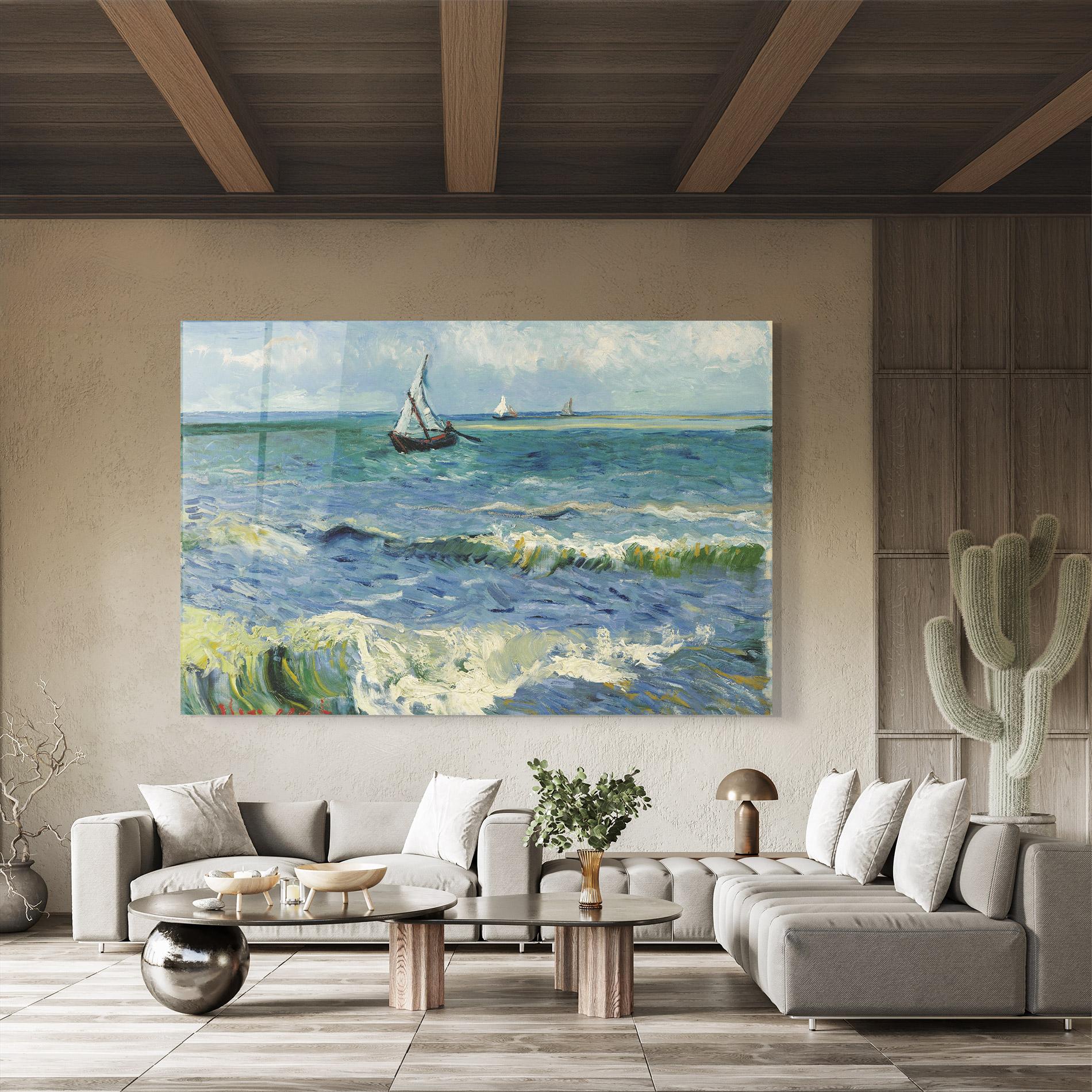 Tablou Sticla Zeegezicht Saintes Maries mockup 8