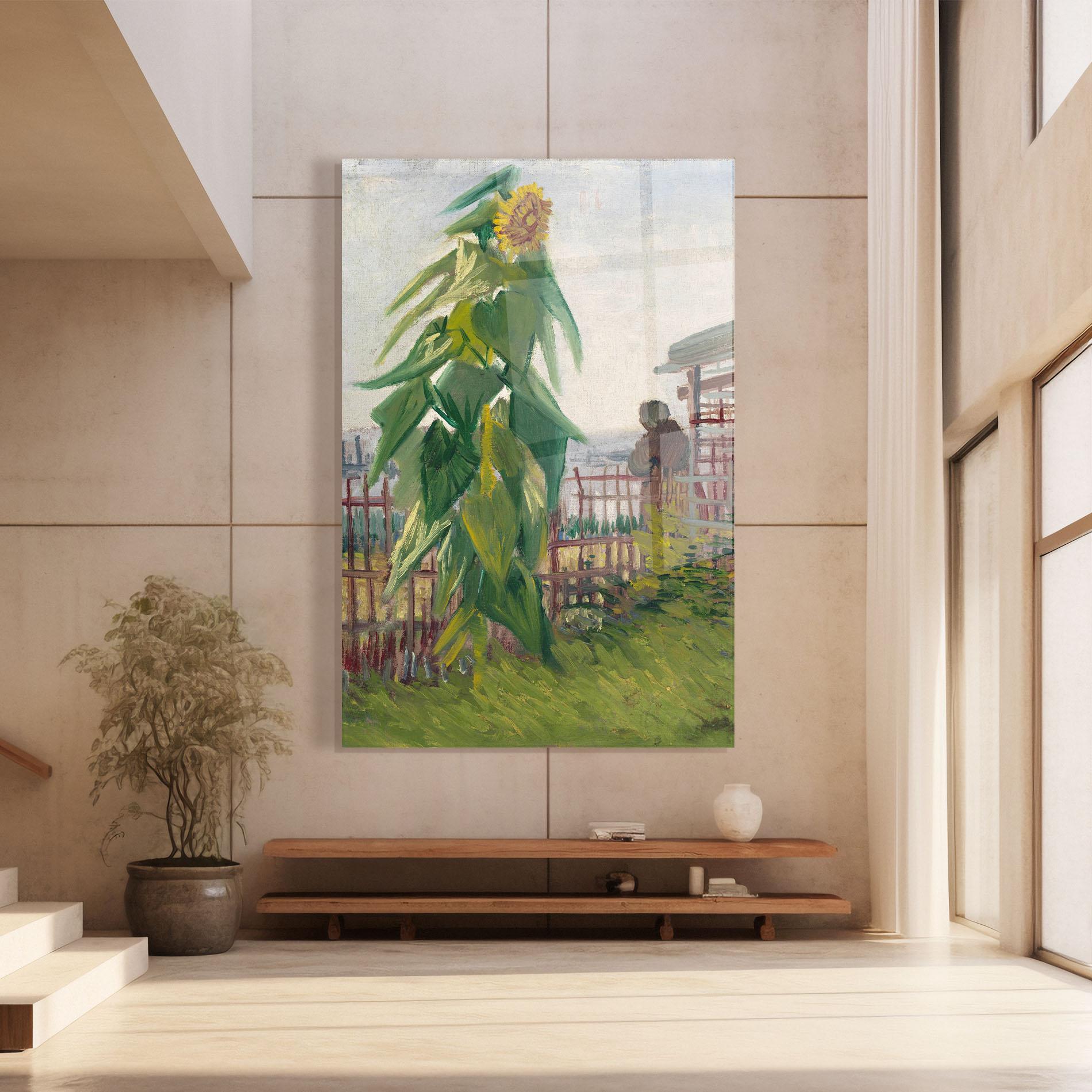 Tablou Sticla Allotment With Sunflower mockup 8