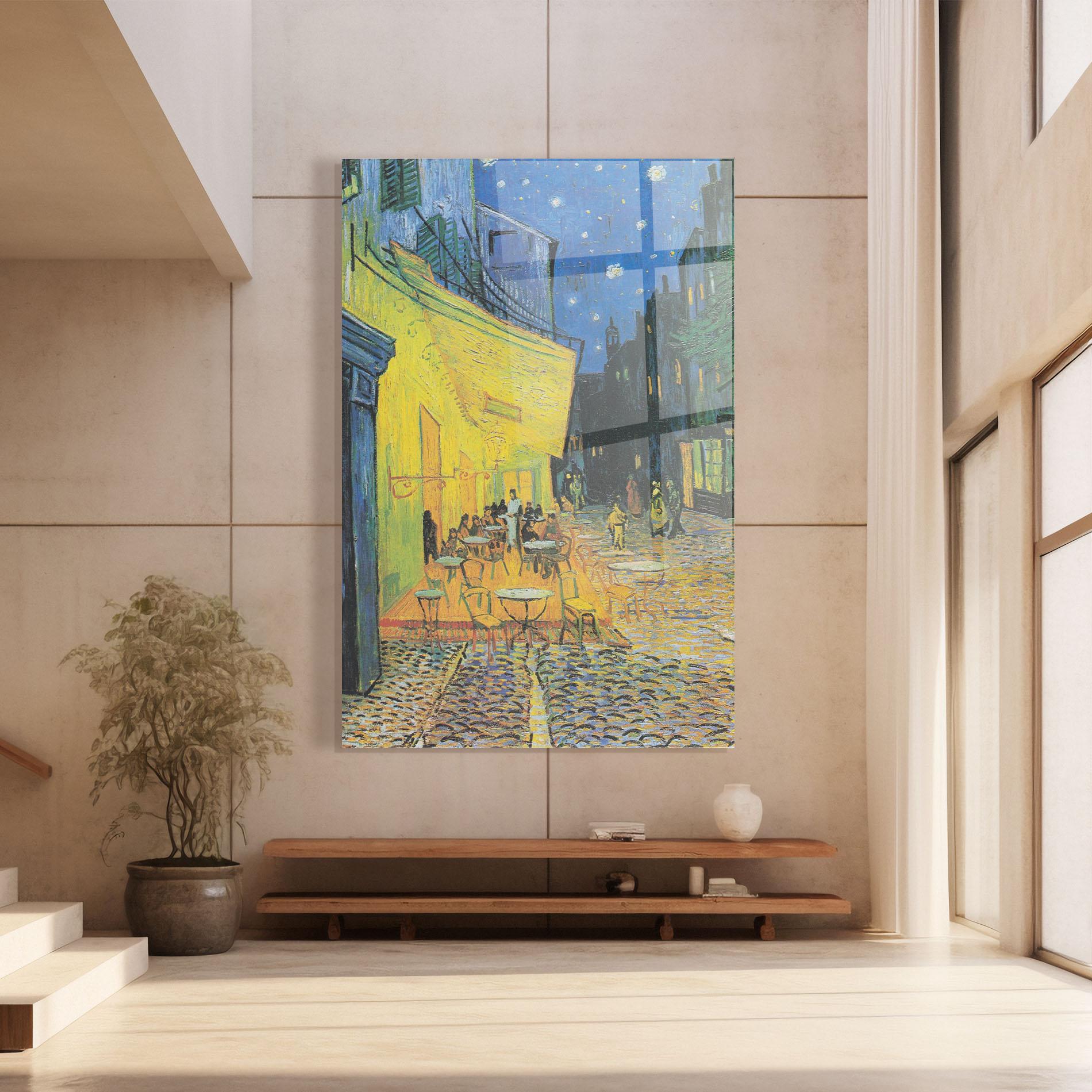 Tablou Sticla Cafe Terrace At Night mockup 8