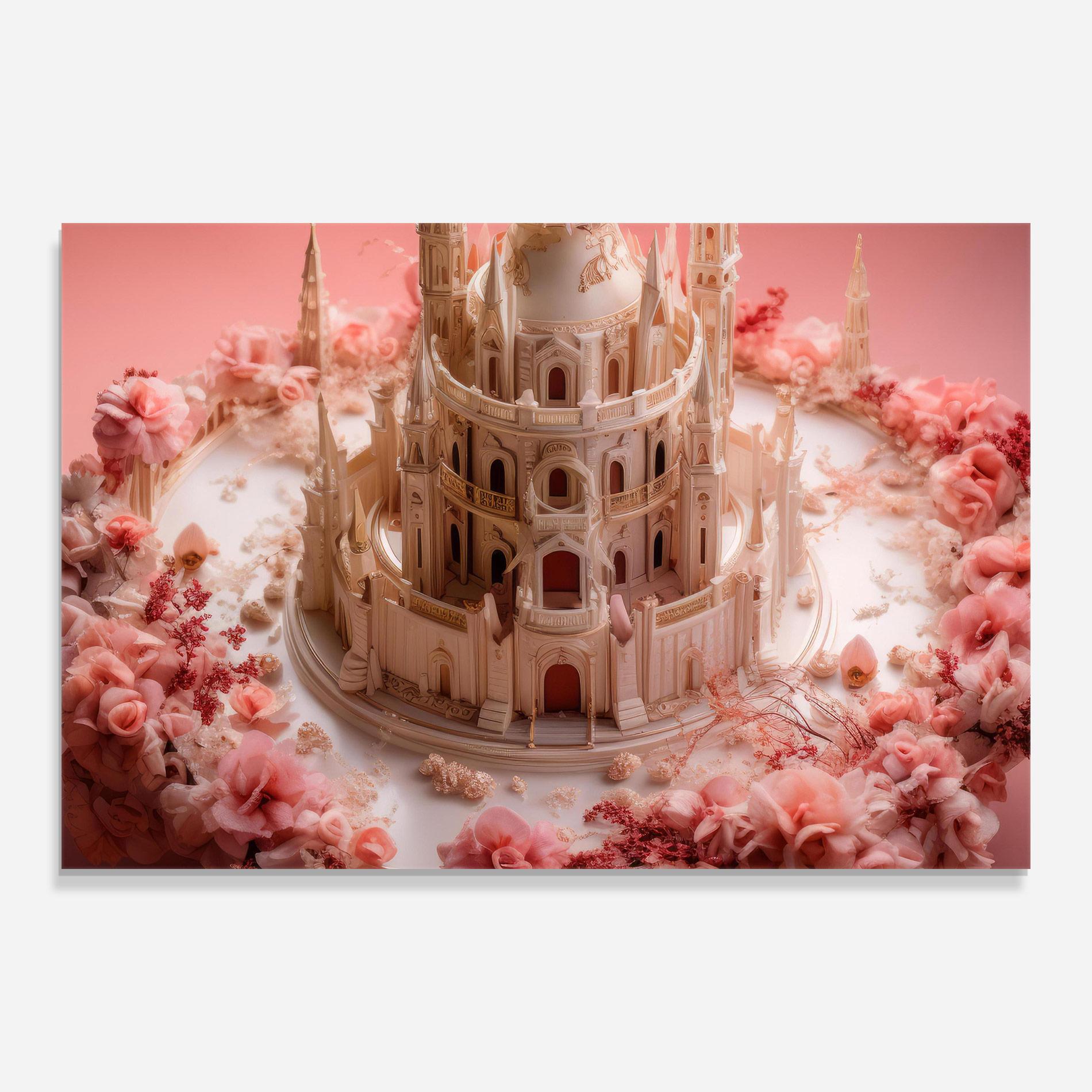 Tablou Sticla Cream Castle Flower mockup 0