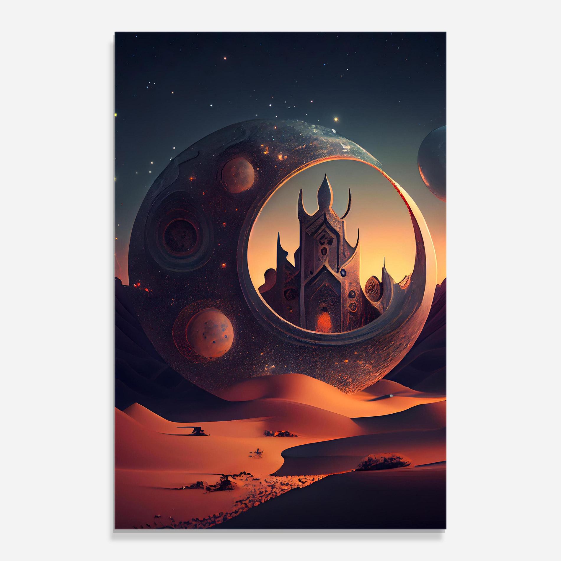 Tablou Sticla Fantasy Desert Castle mockup 0