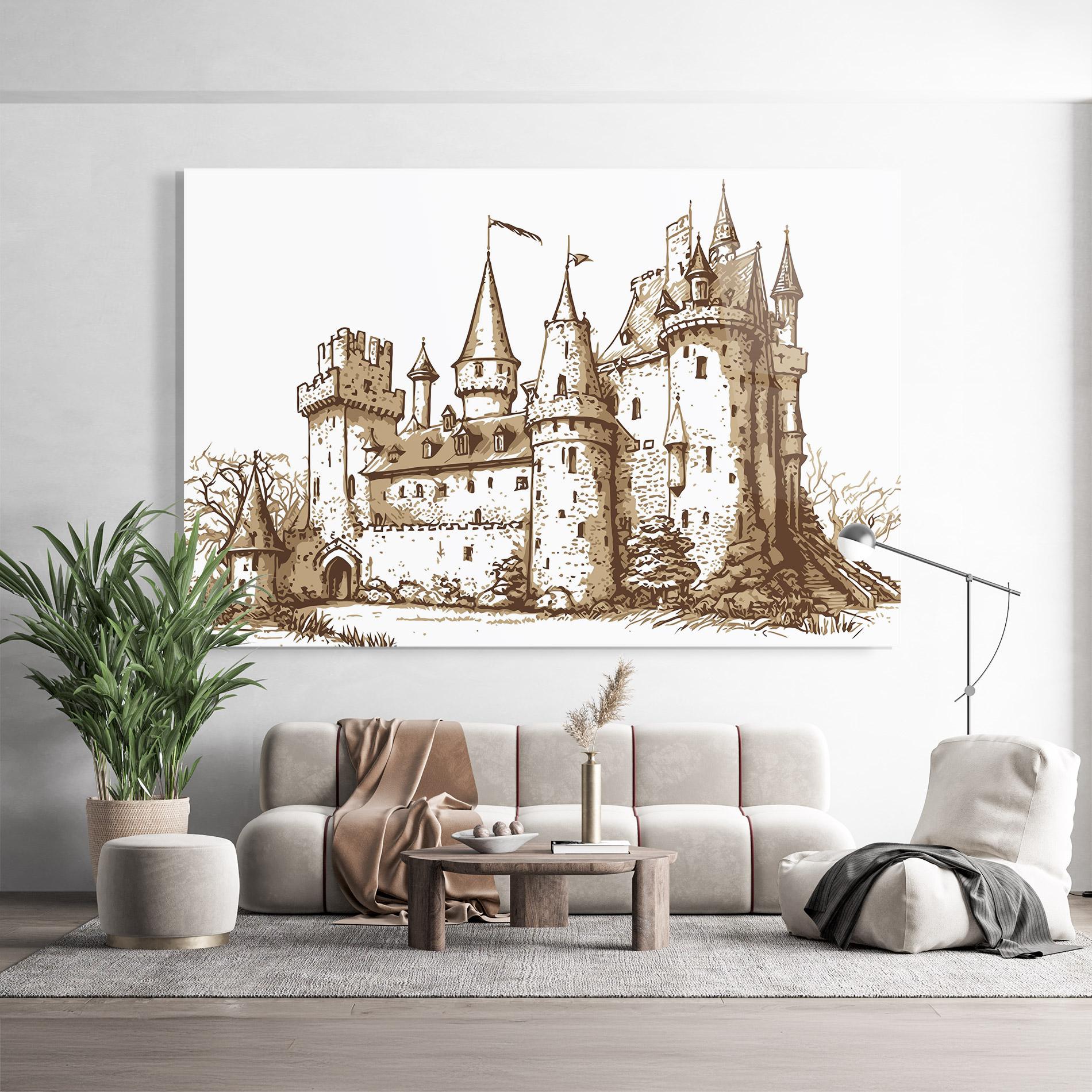 Tablou Sticla Brown Line Castle mockup 9