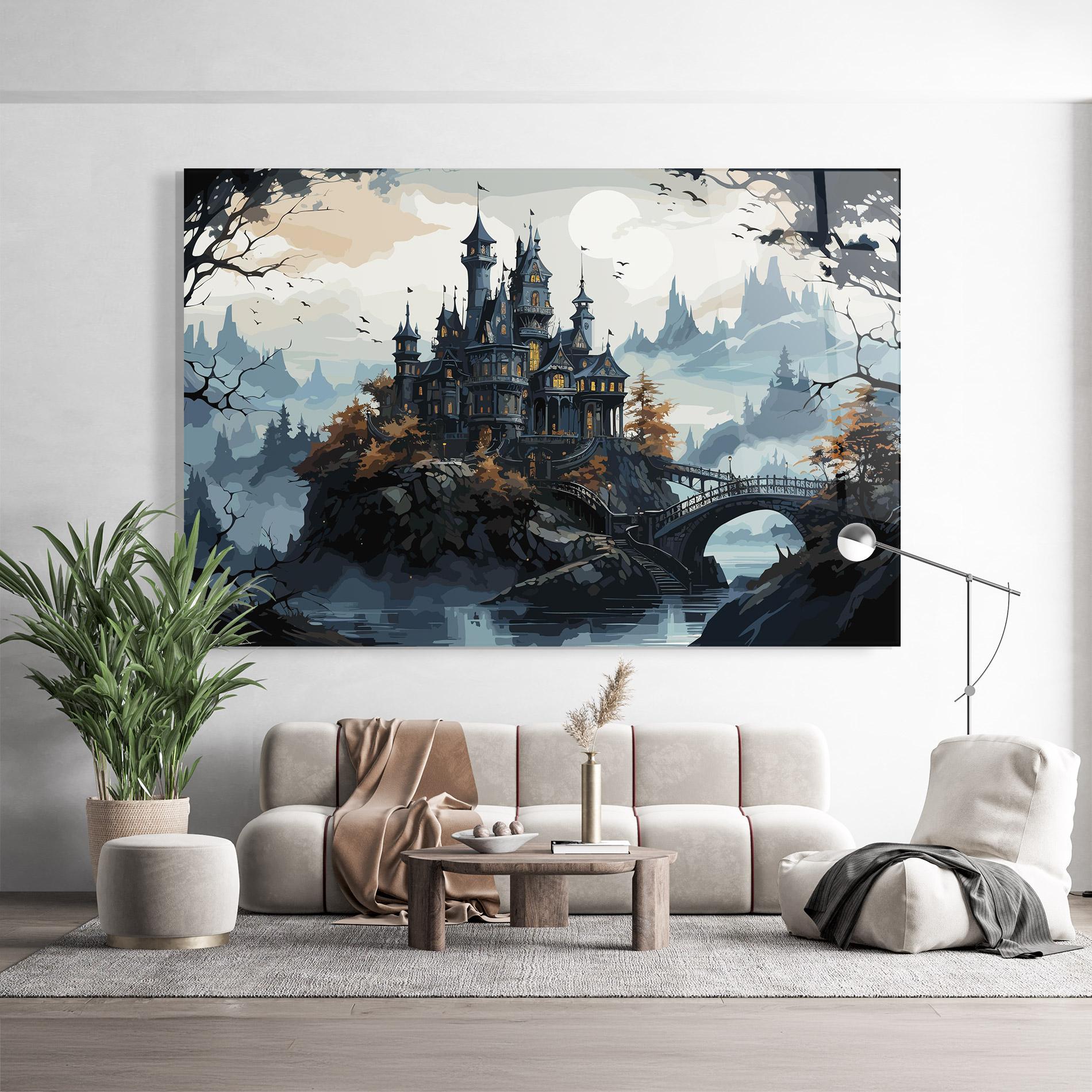 Tablou Sticla Grey Big Castle mockup 9