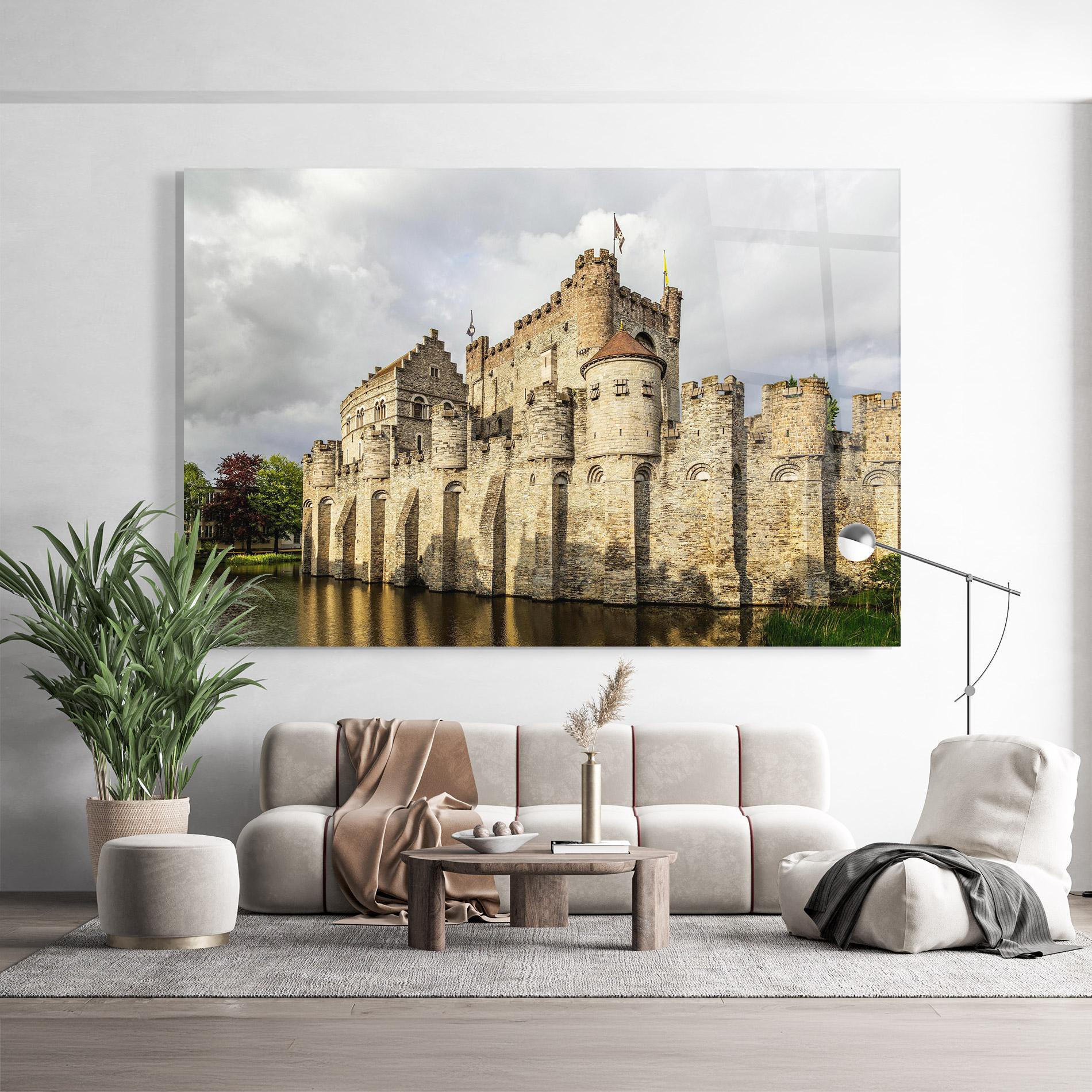 Tablou Sticla Medieval Castle Belgium mockup 9