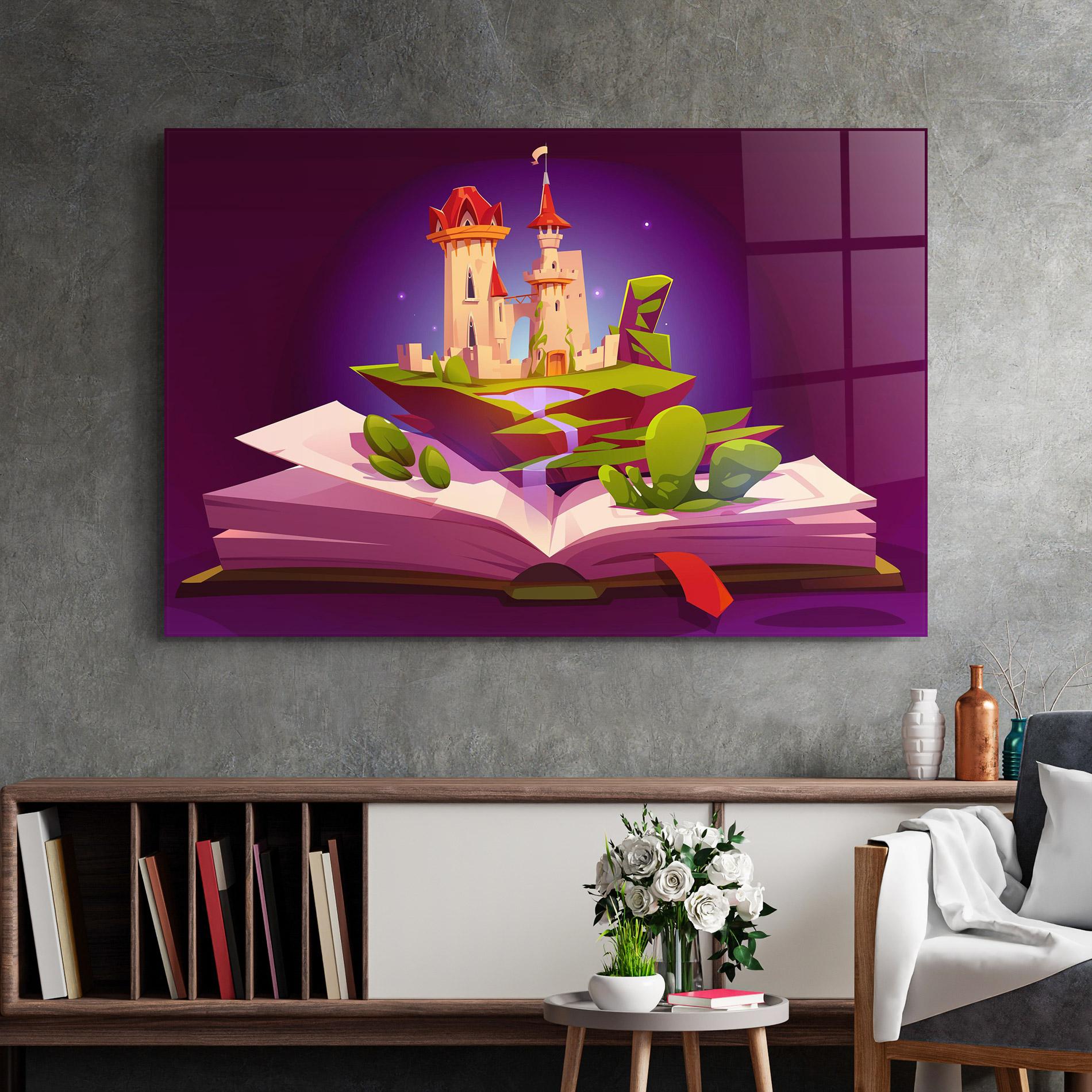 Tablou Sticla Book Castle mockup 2