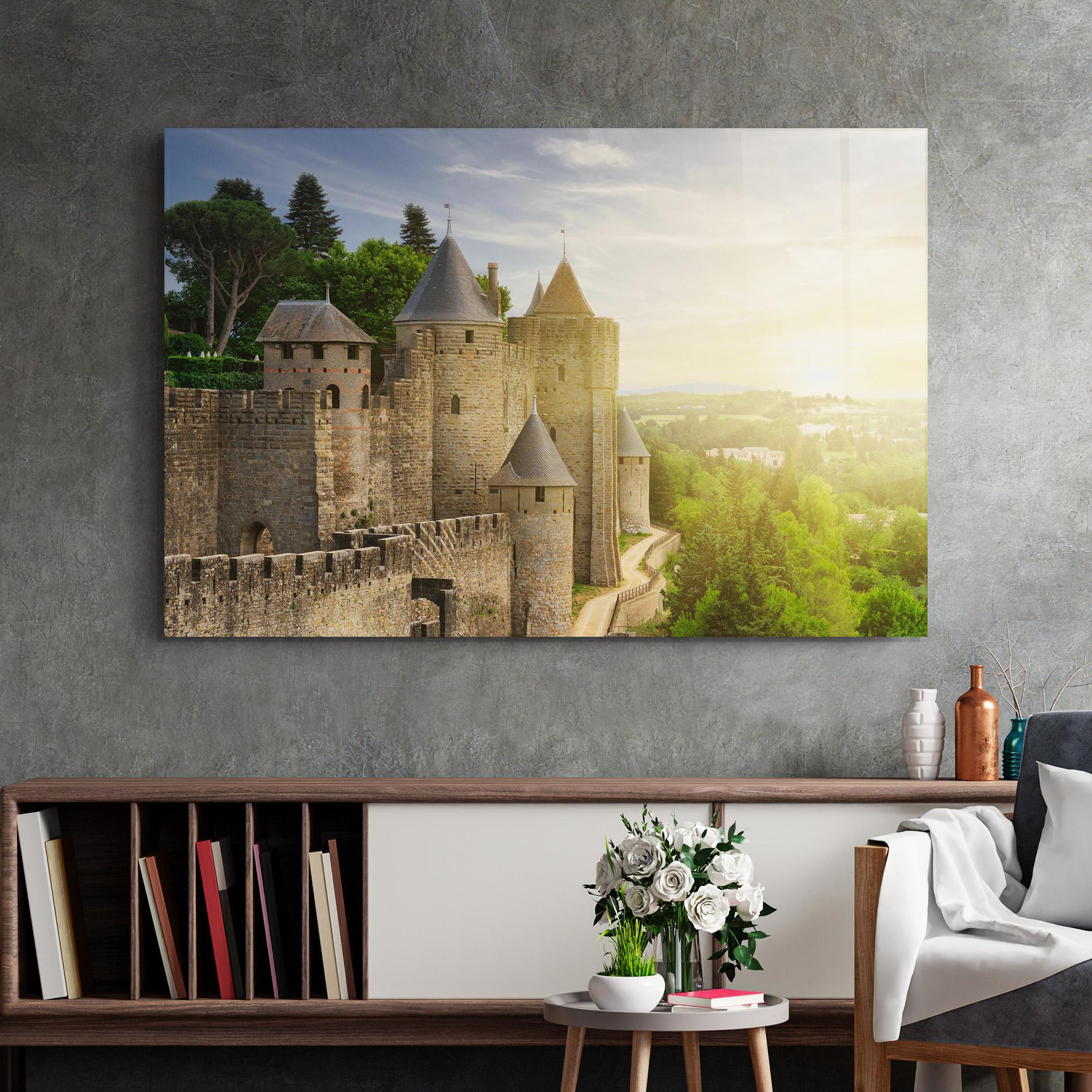 Tablou Sticla Carcassonne France mockup 2