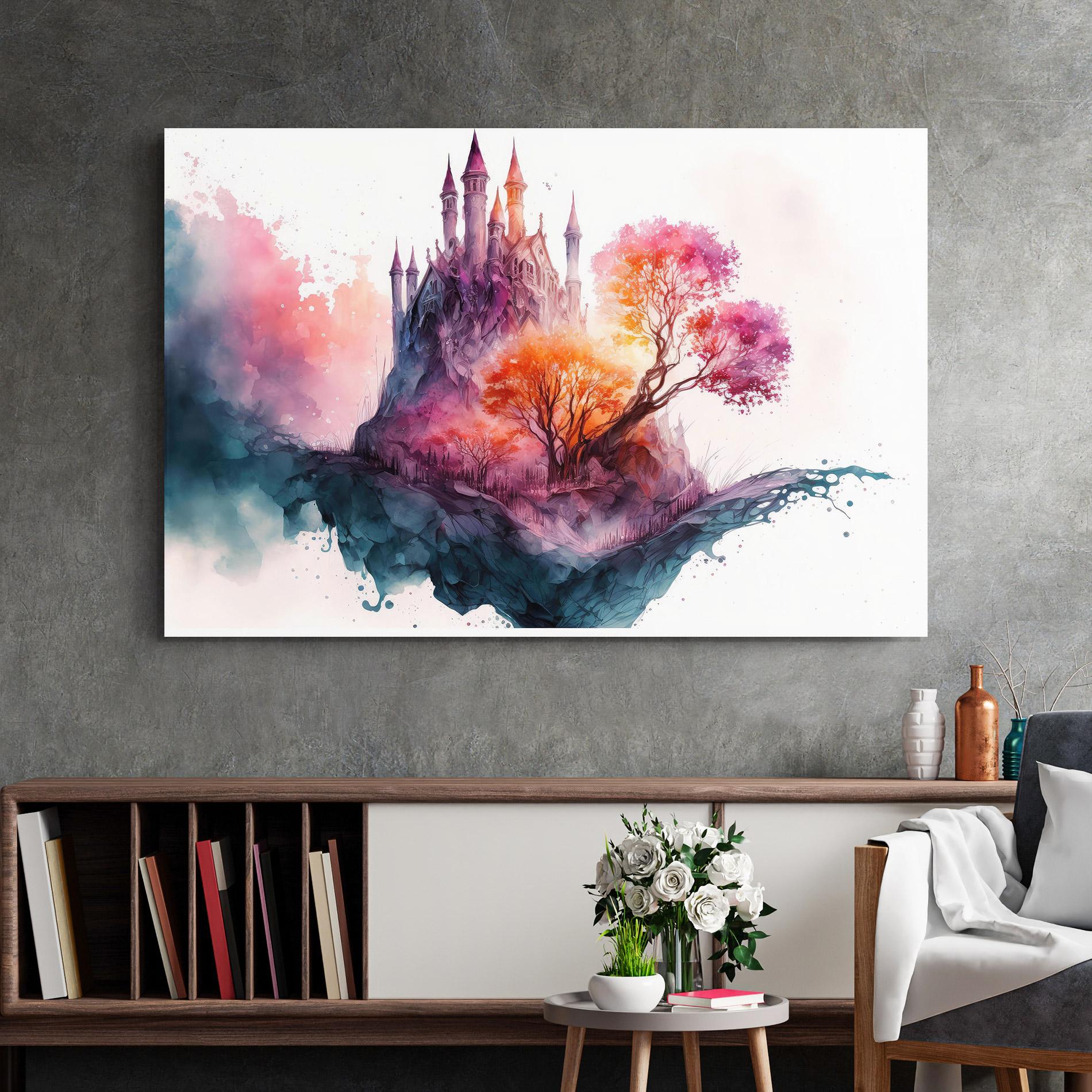 Tablou Sticla Colorful Castle mockup 2