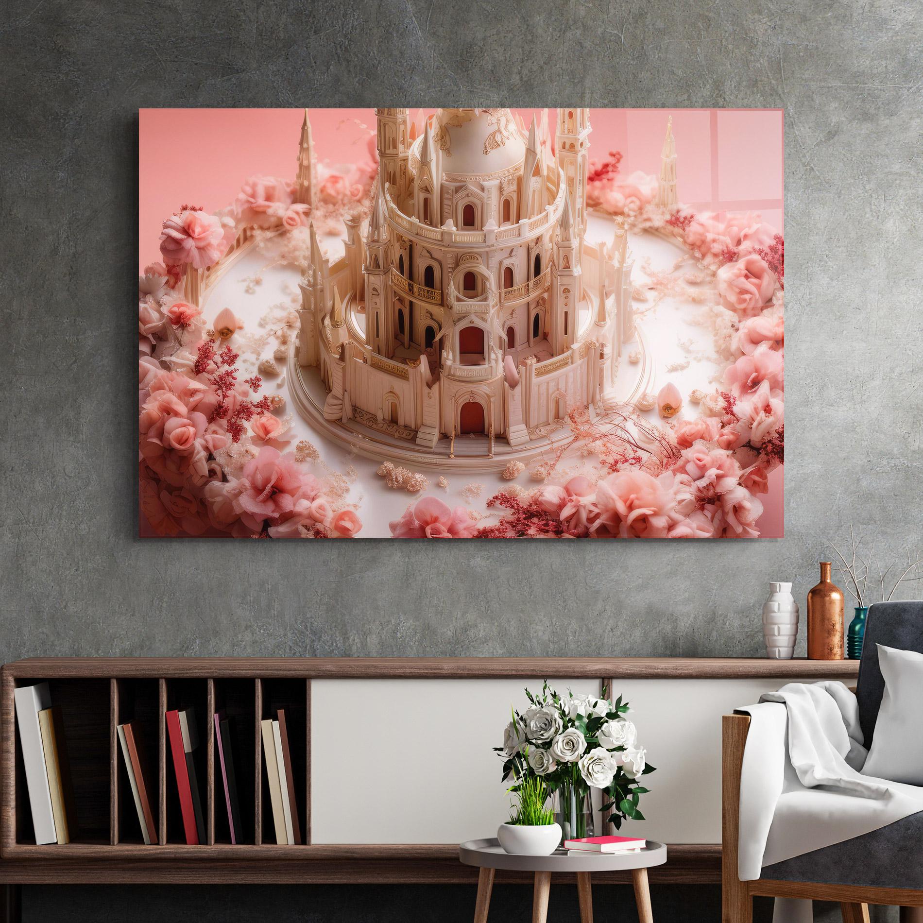 Tablou Sticla Cream Castle Flower mockup 2