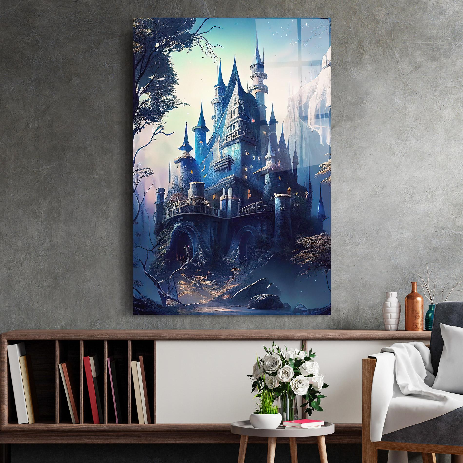 Tablou Sticla Blue Art Castle mockup 2