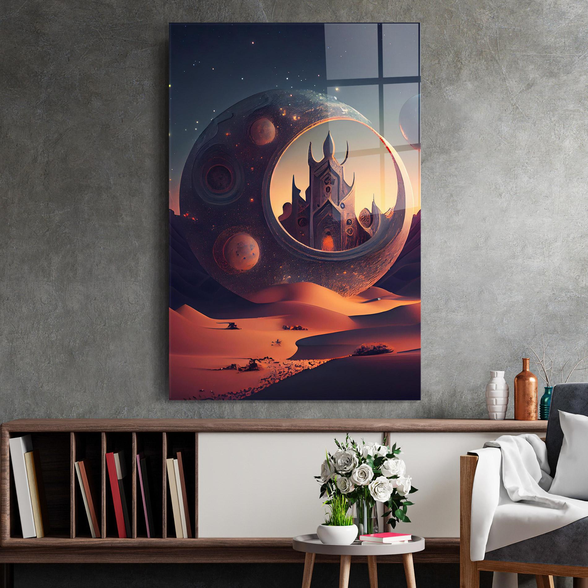 Tablou Sticla Fantasy Desert Castle mockup 2