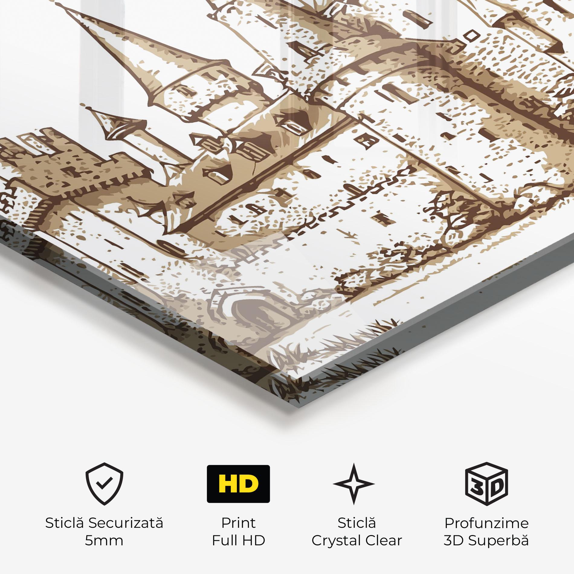 Tablou Sticla Brown Line Castle mockup 3