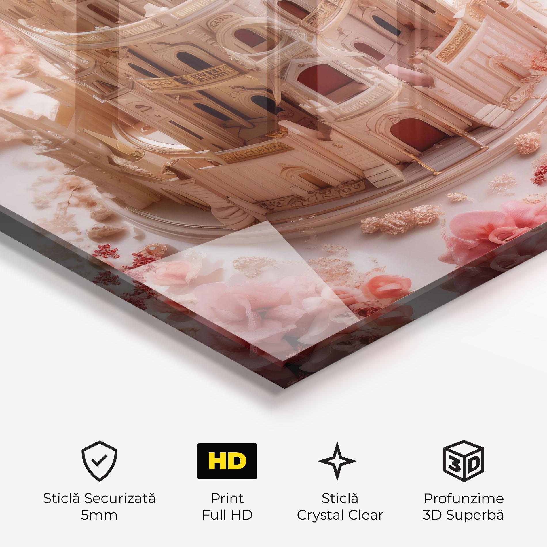 Tablou Sticla Cream Castle Flower mockup 3