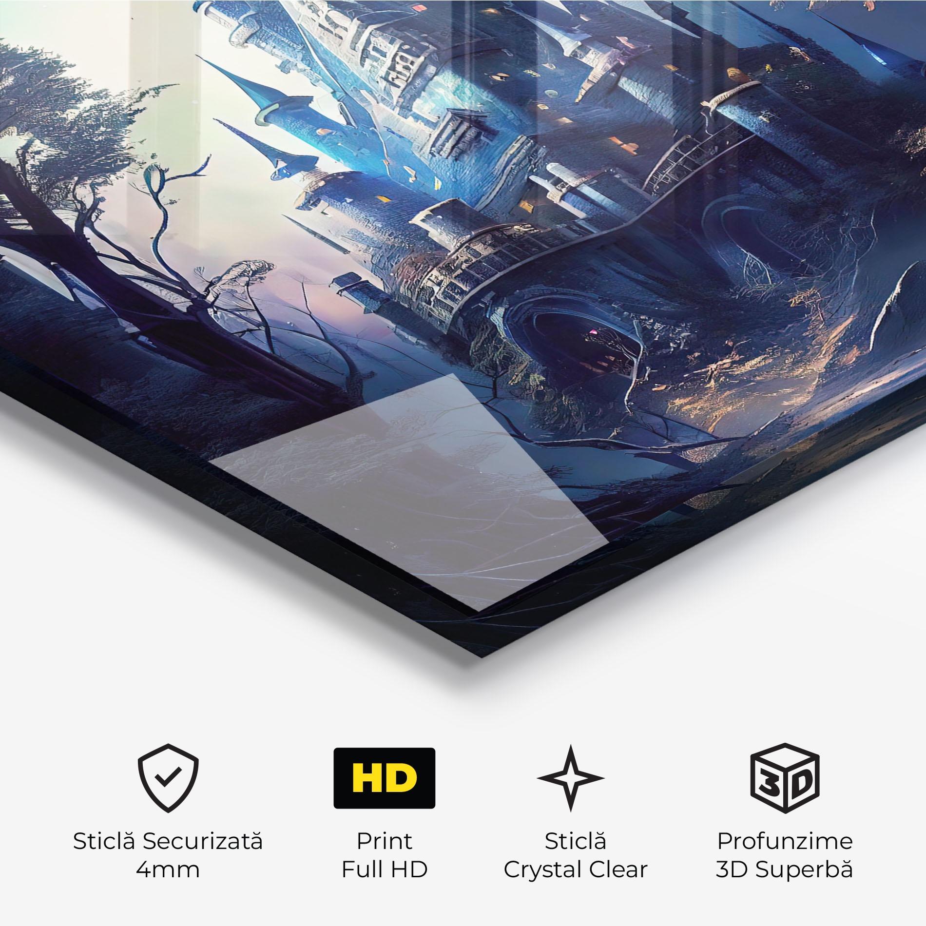 Tablou Sticla Blue Art Castle mockup 3