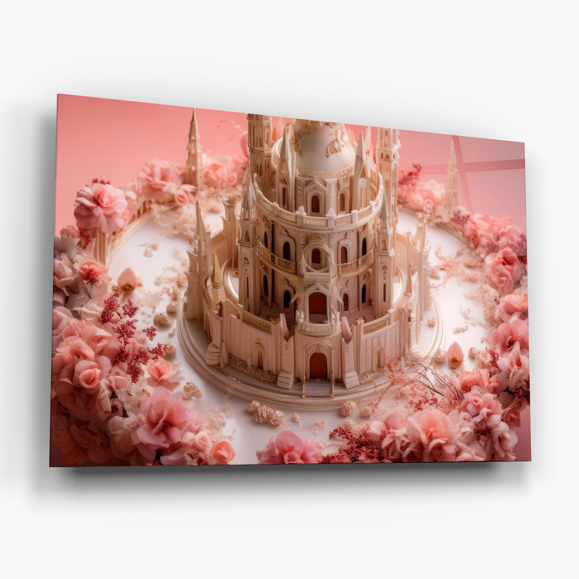 Tablou Sticla Cream Castle Flower mockup 6