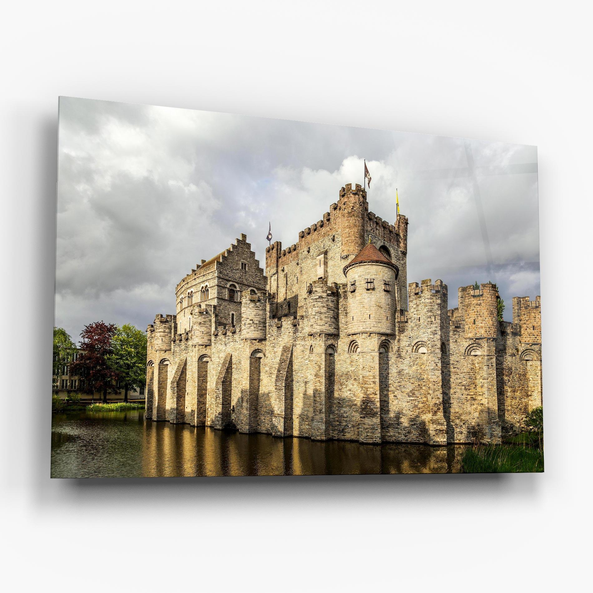 Tablou Sticla Medieval Castle Belgium mockup 6