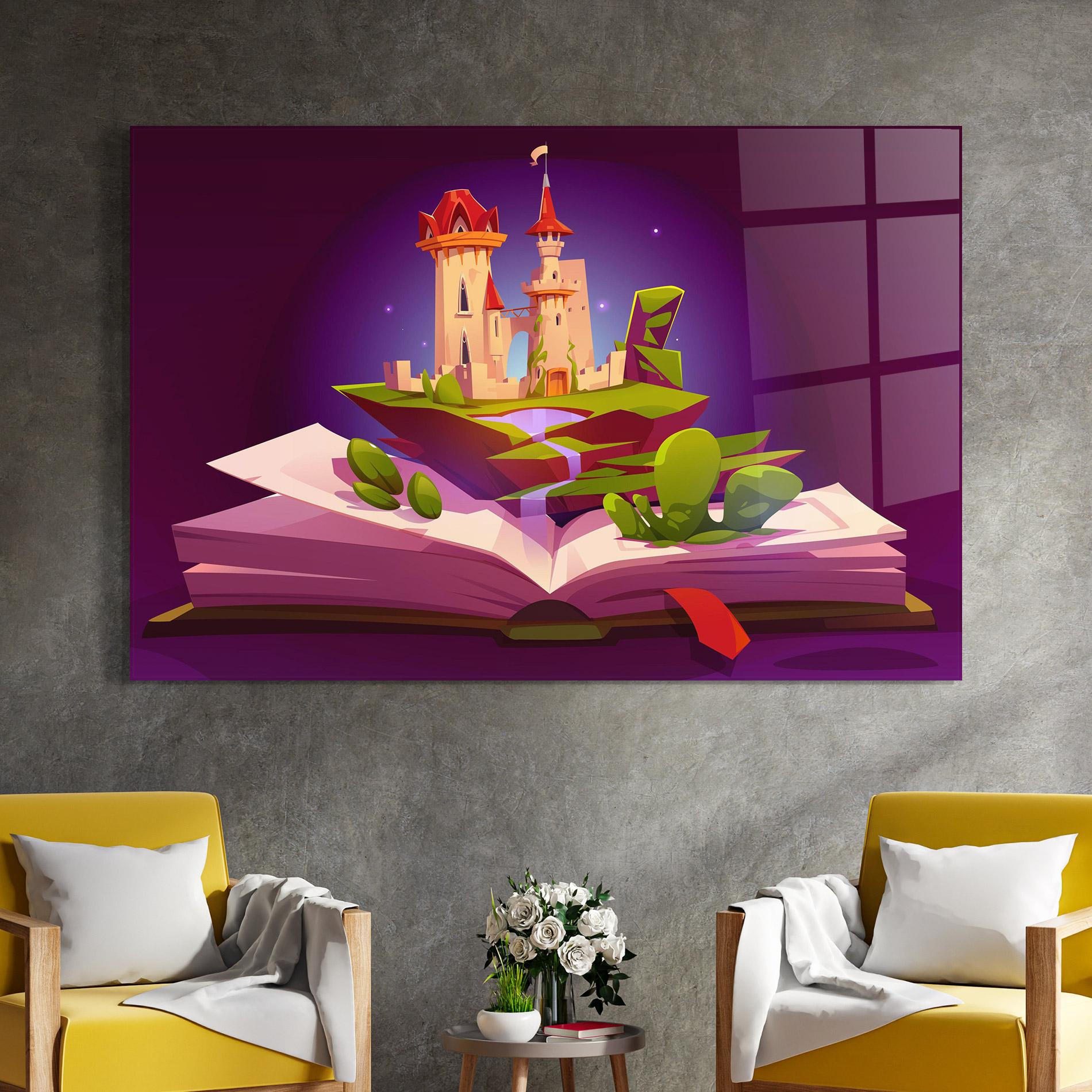 Tablou Sticla Book Castle mockup 4