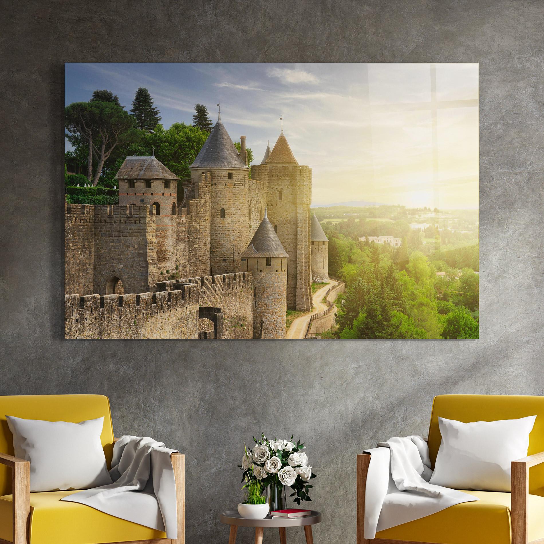 Tablou Sticla Carcassonne France mockup 4