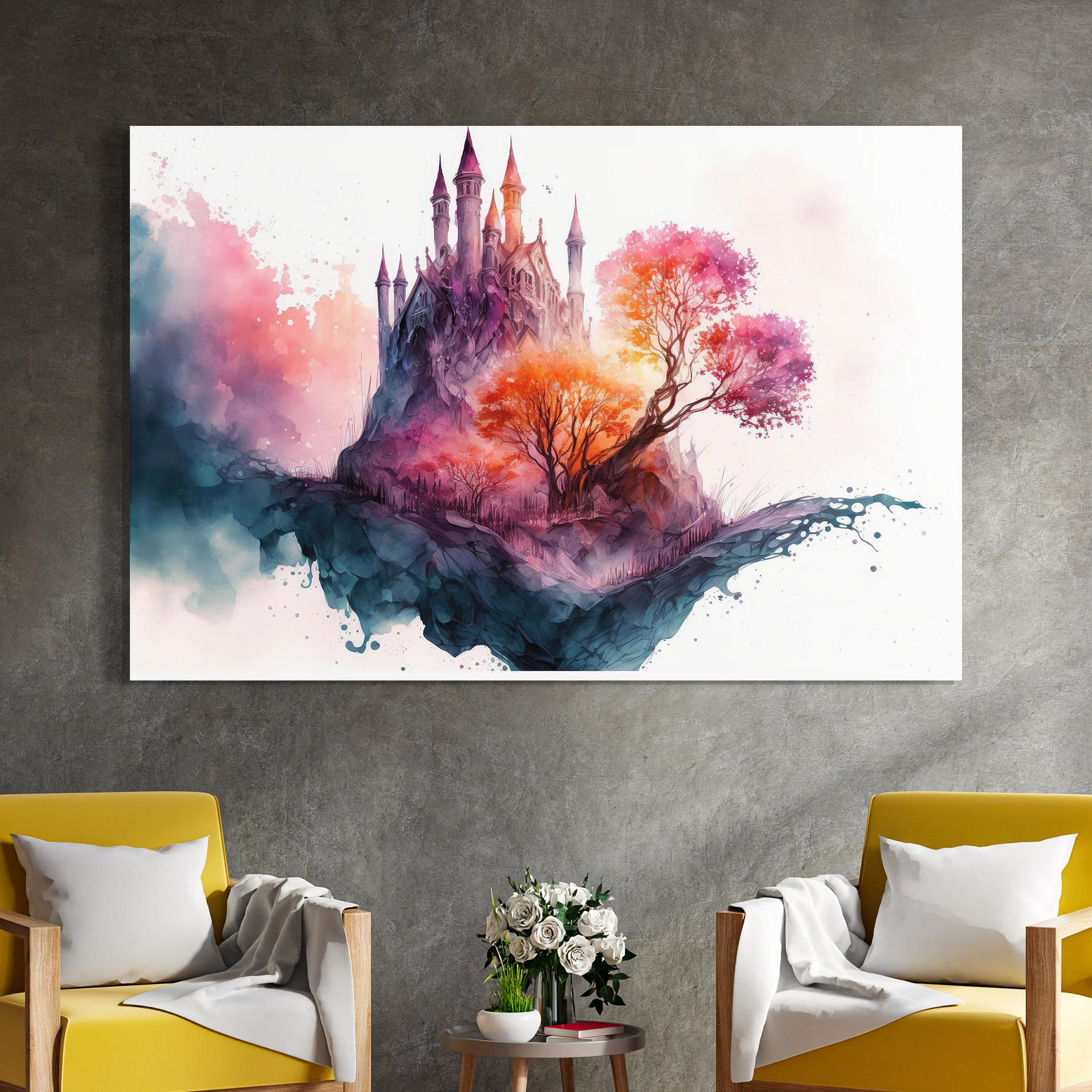 Tablou Sticla Colorful Castle mockup 4