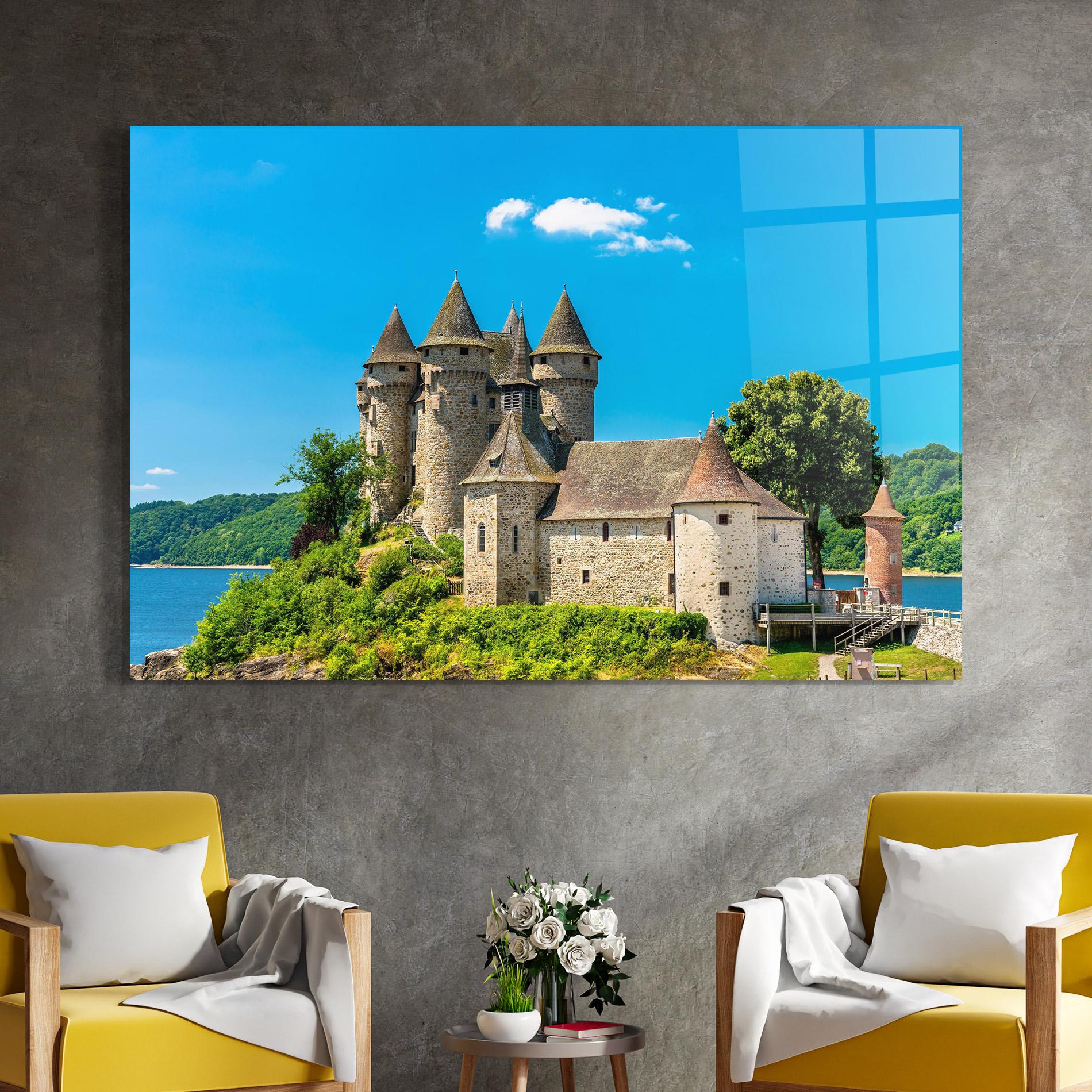 Tablou Sticla Medieval Castle France mockup 4