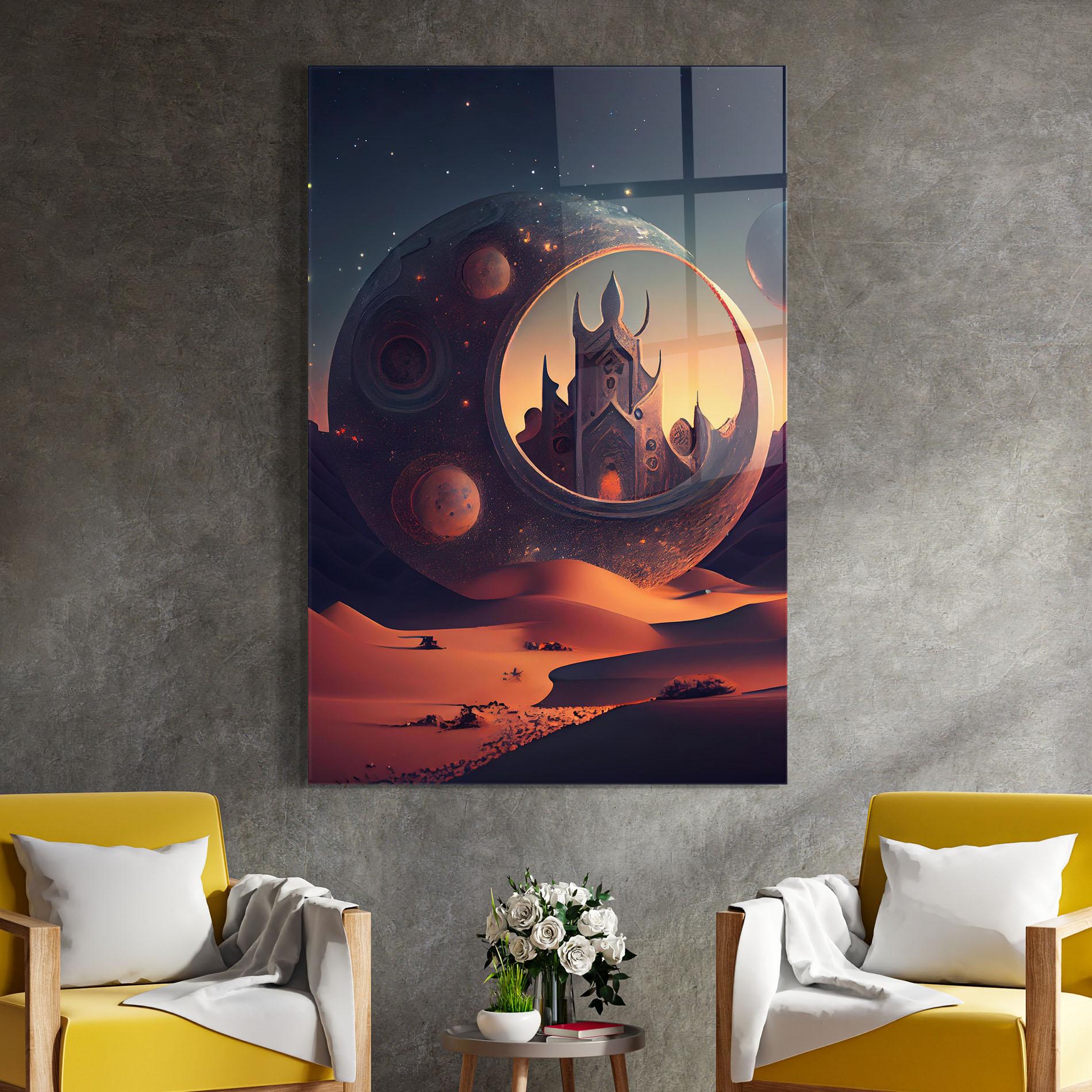 Tablou Sticla Fantasy Desert Castle mockup 4