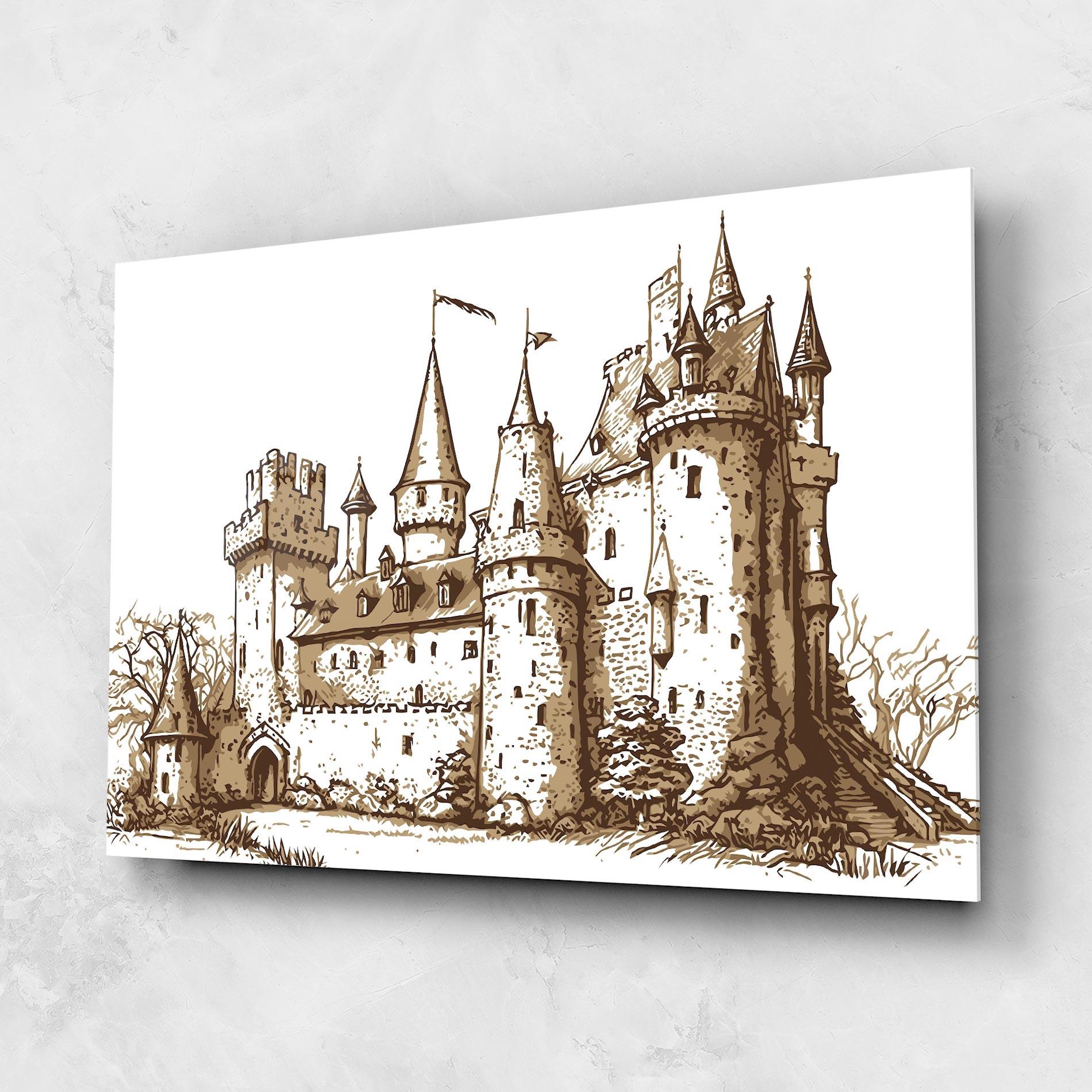 Tablou Sticla Brown Line Castle mockup 1