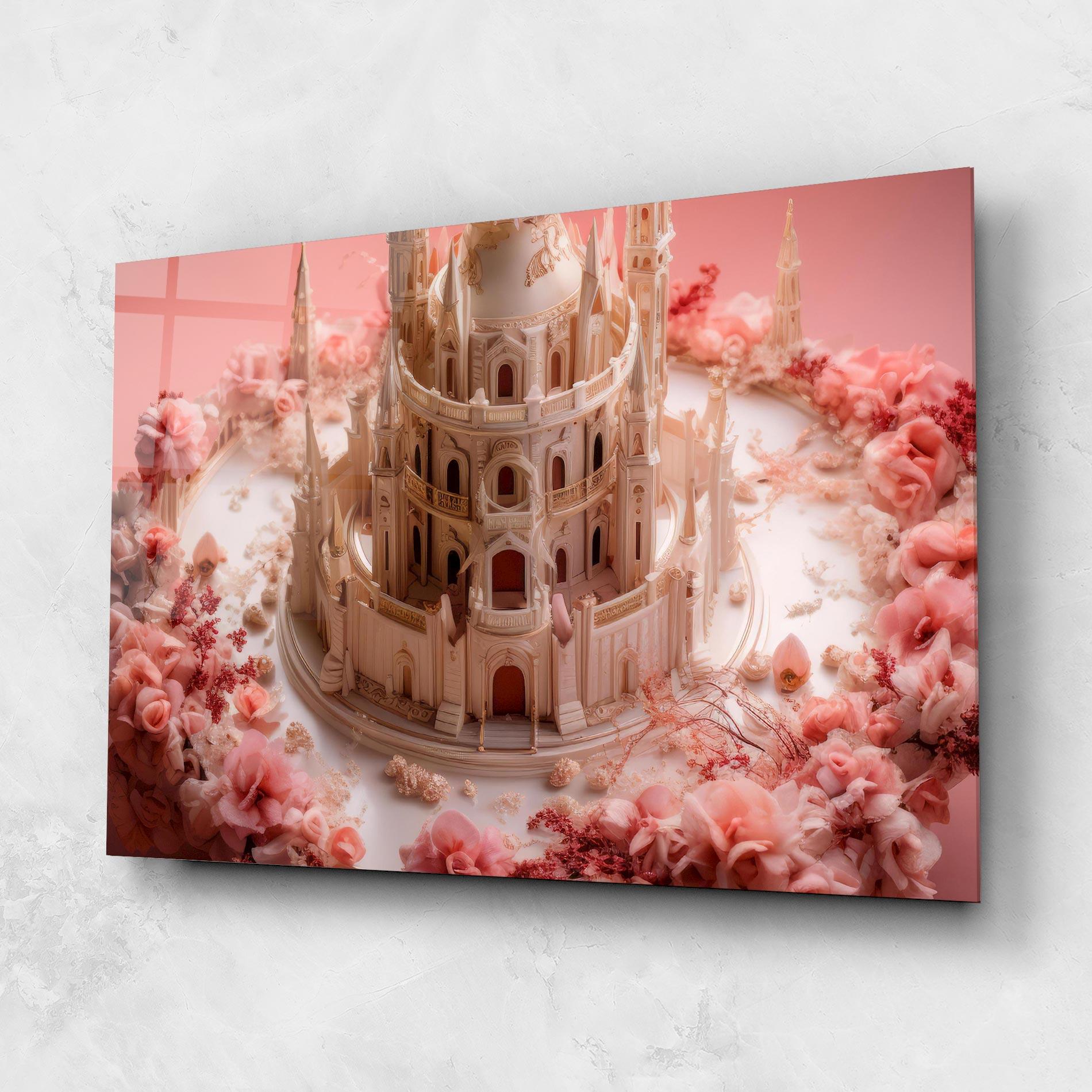 Tablou Sticla Cream Castle Flower mockup 1