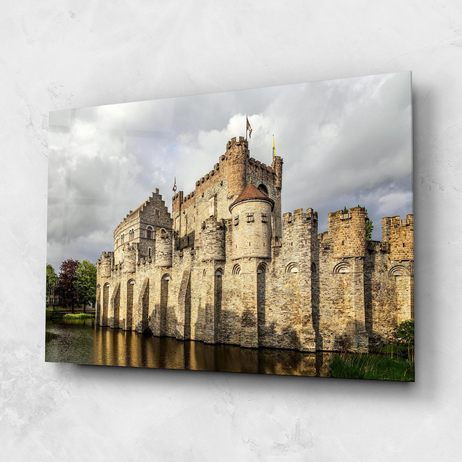 Tablou Sticla Medieval Castle Belgium mockup 1