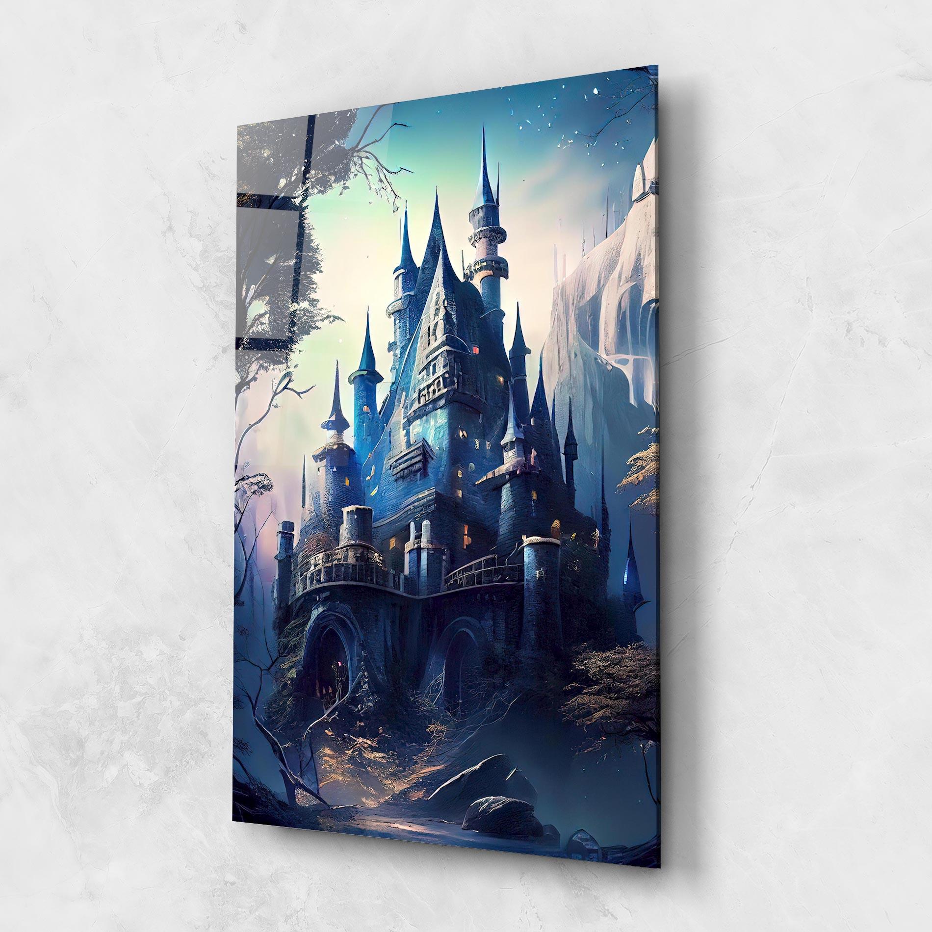 Tablou Sticla Blue Art Castle mockup 1
