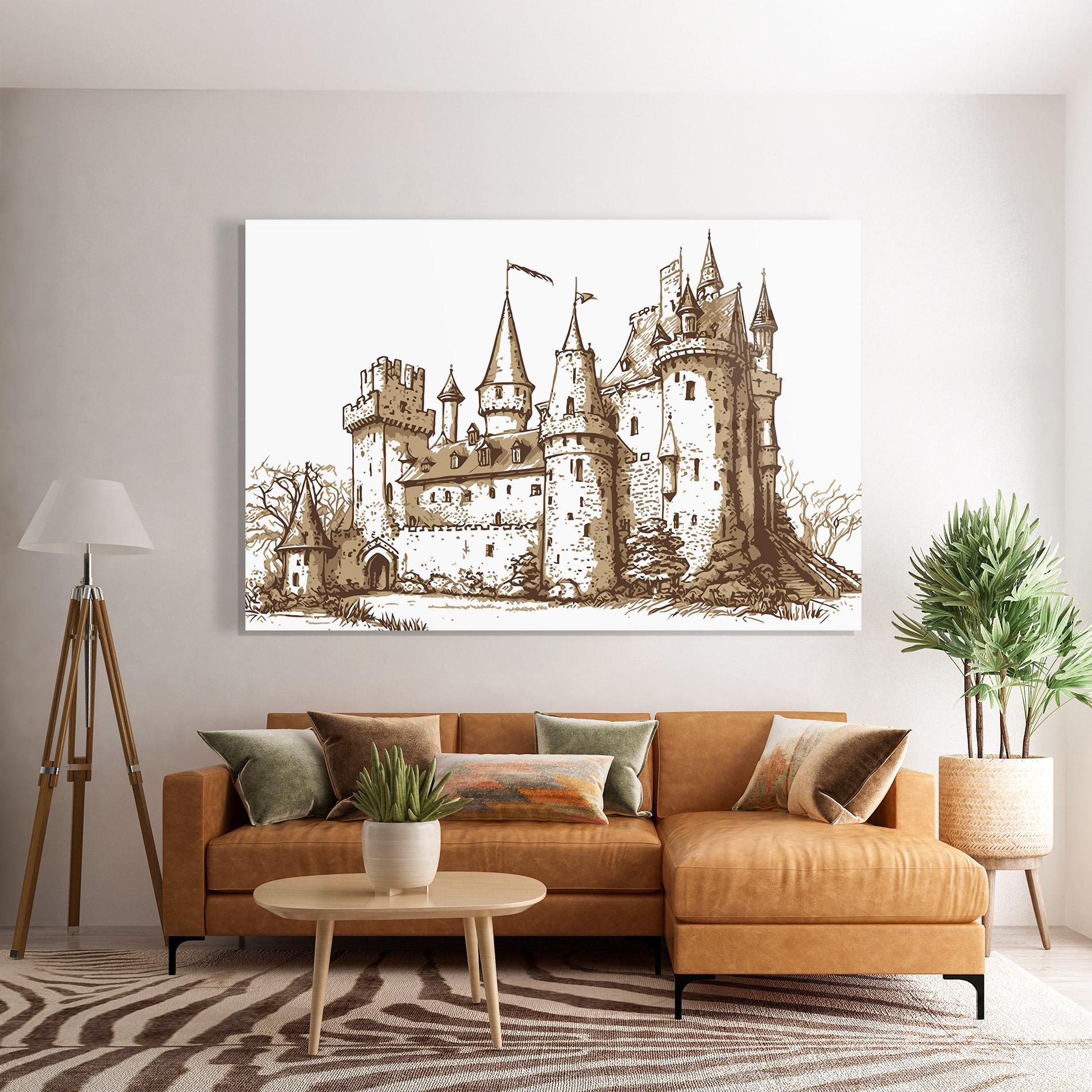 Tablou Sticla Brown Line Castle mockup 7