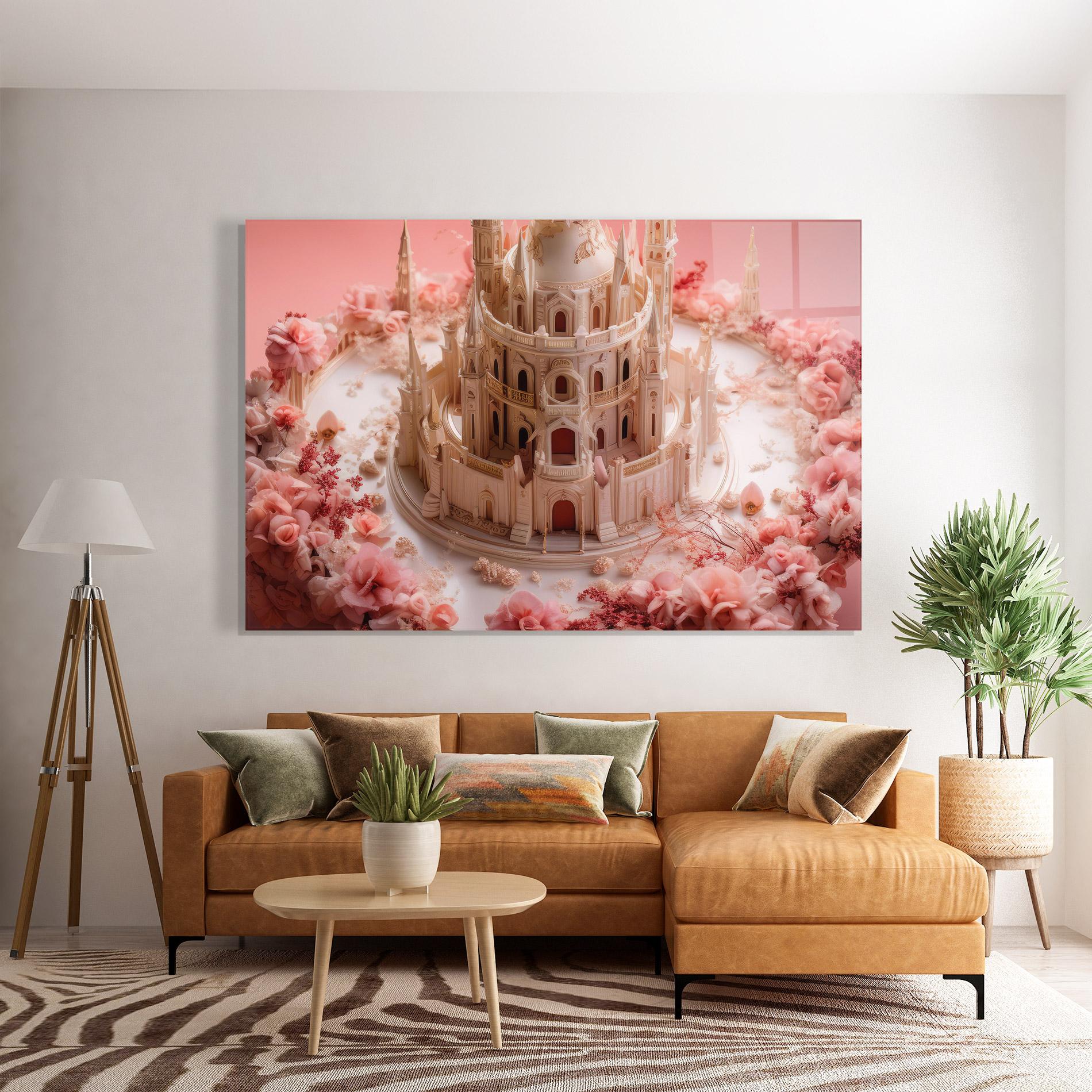 Tablou Sticla Cream Castle Flower mockup 7