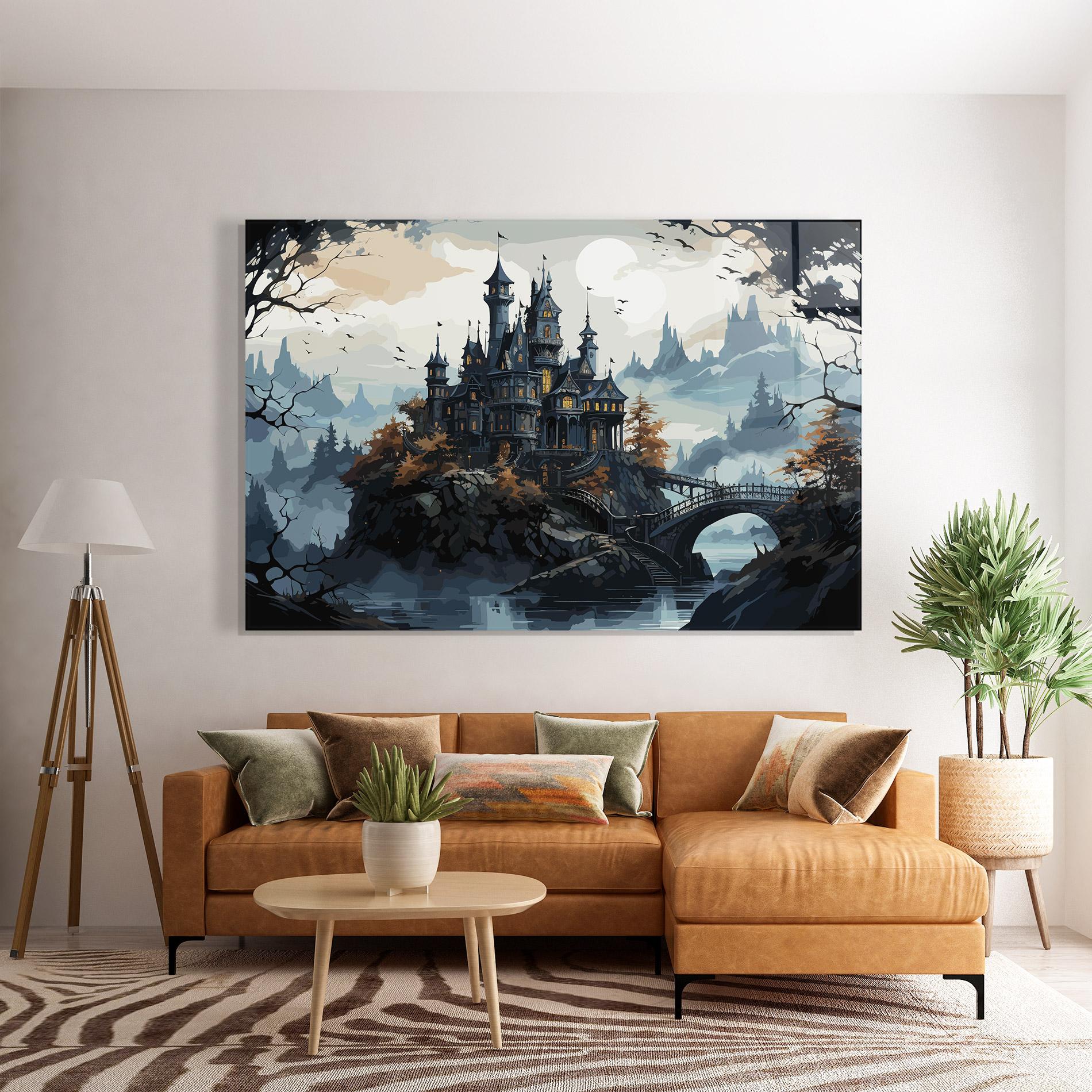 Tablou Sticla Grey Big Castle mockup 7