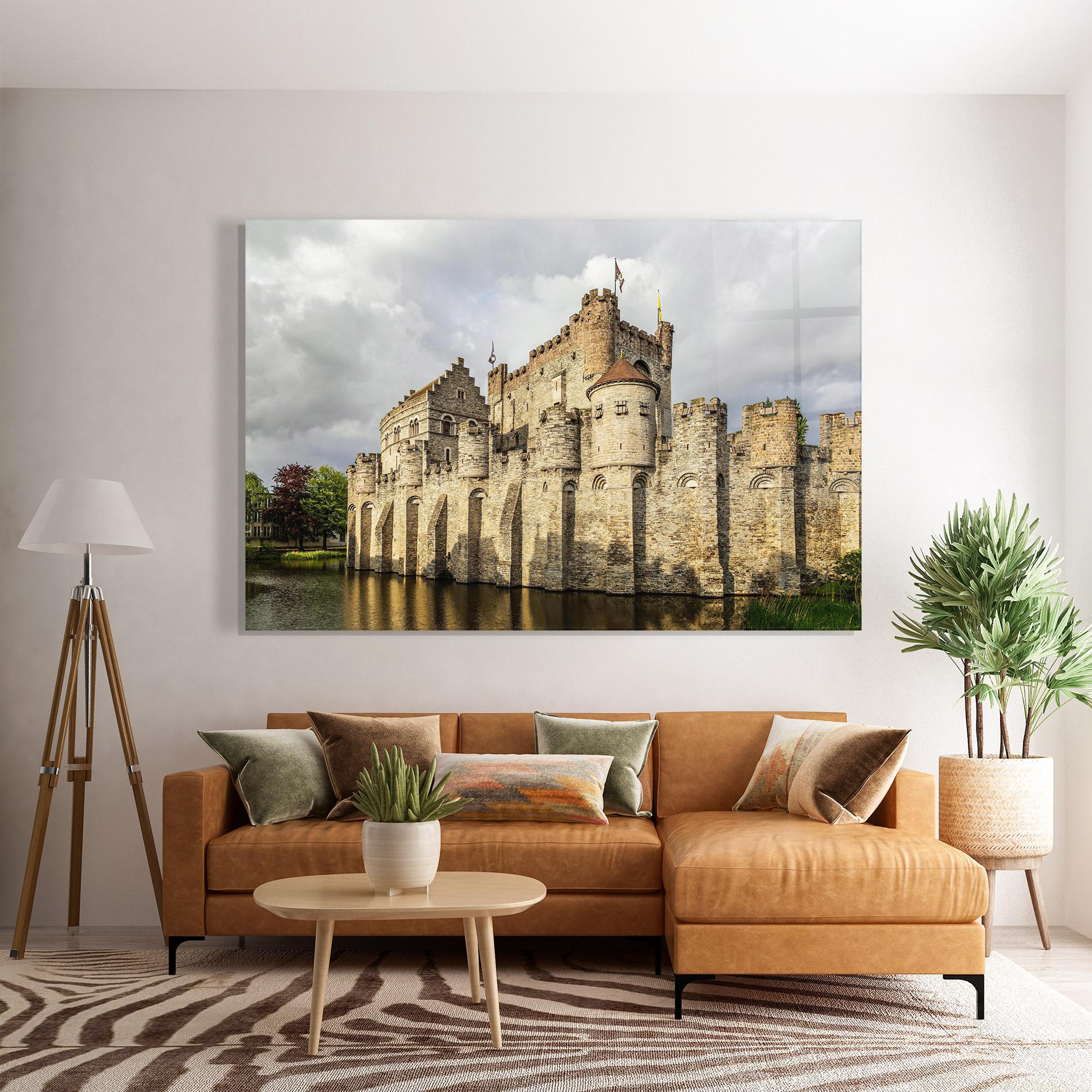 Tablou Sticla Medieval Castle Belgium mockup 7