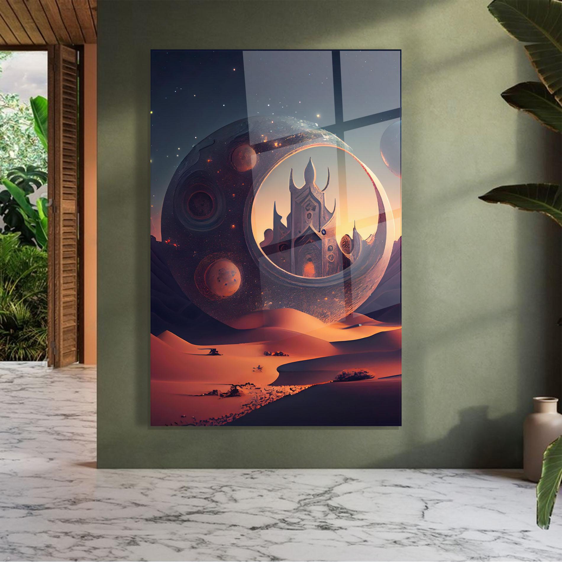 Tablou Sticla Fantasy Desert Castle mockup 7