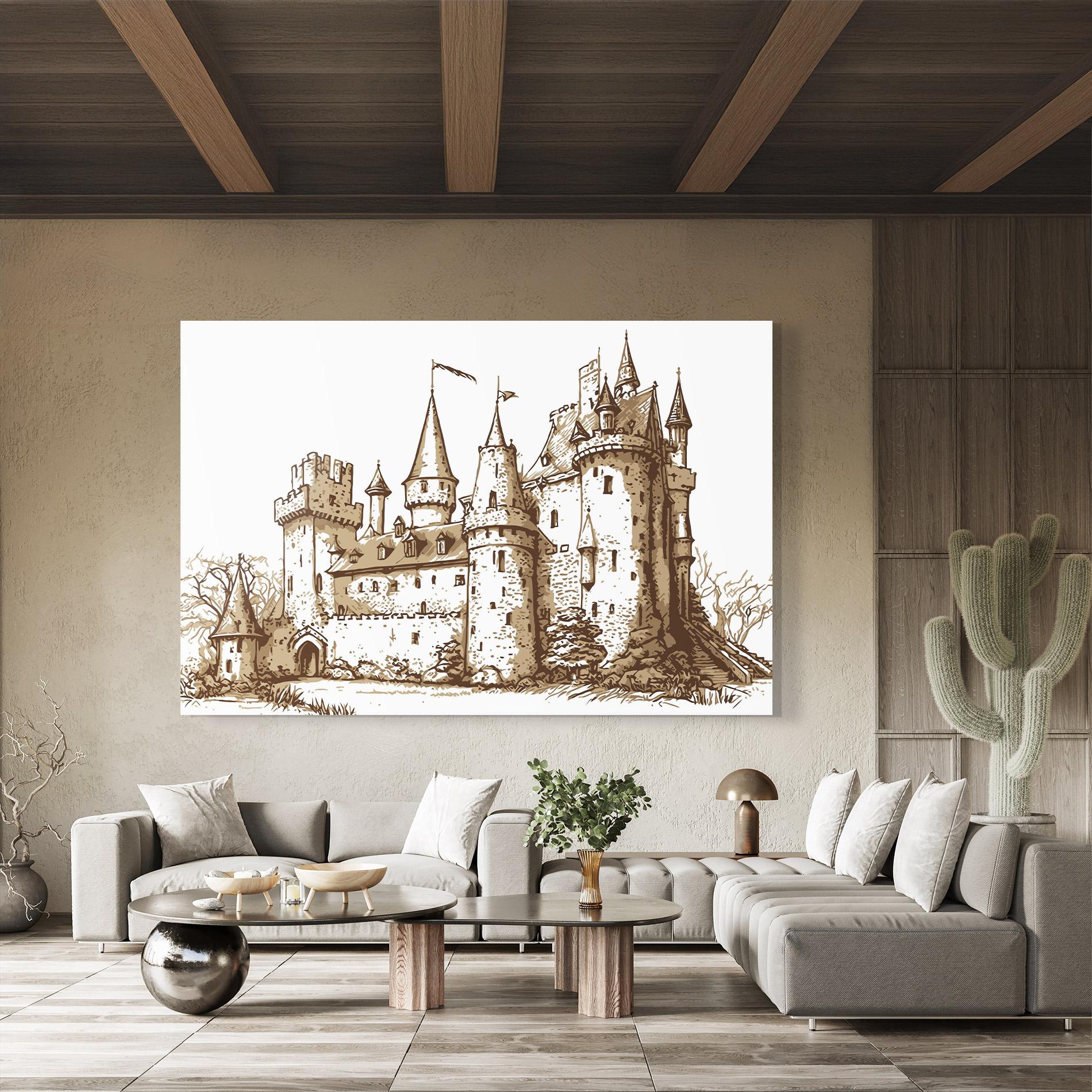 Tablou Sticla Brown Line Castle mockup 8