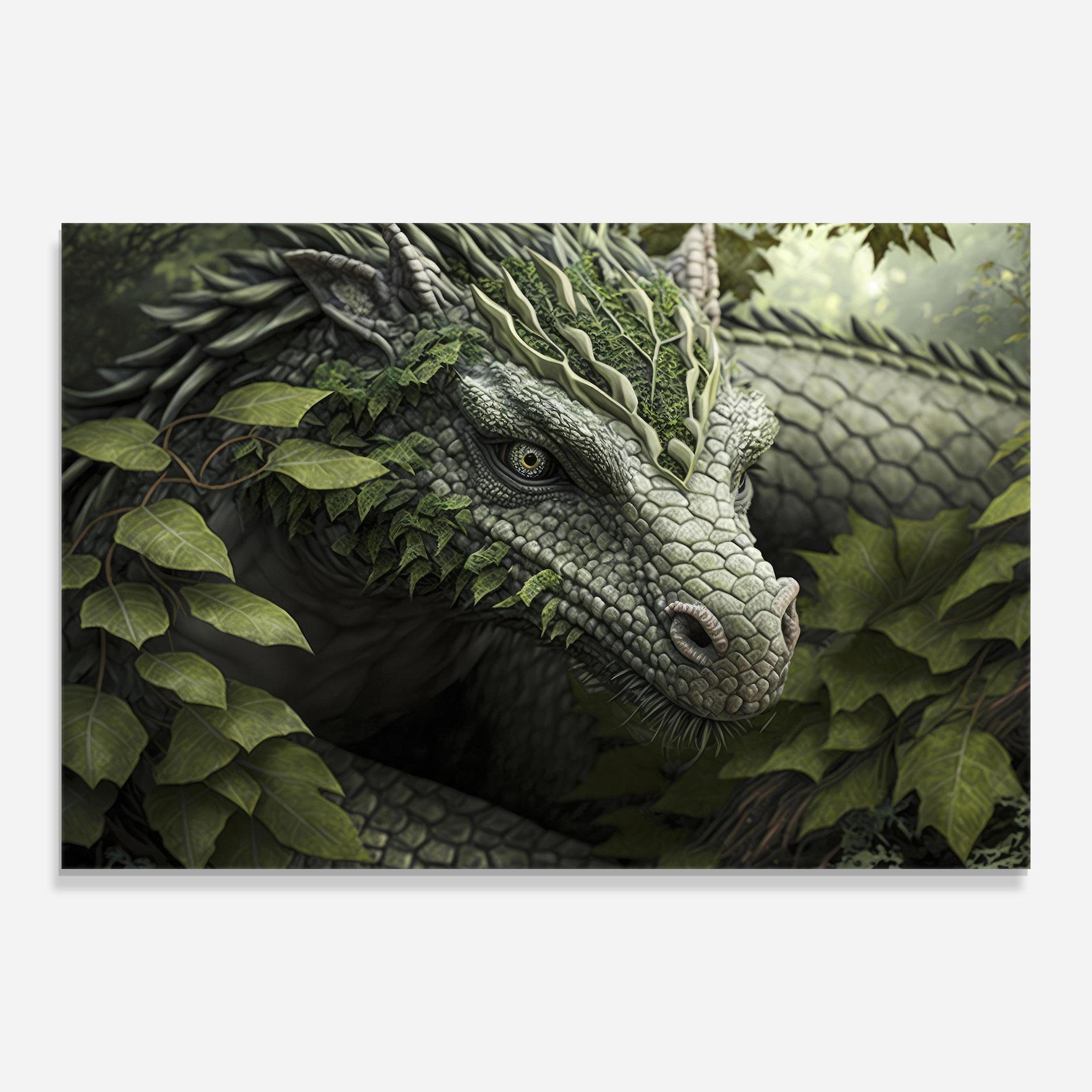 Tablou Sticla Ancient Forest Dragon mockup 0