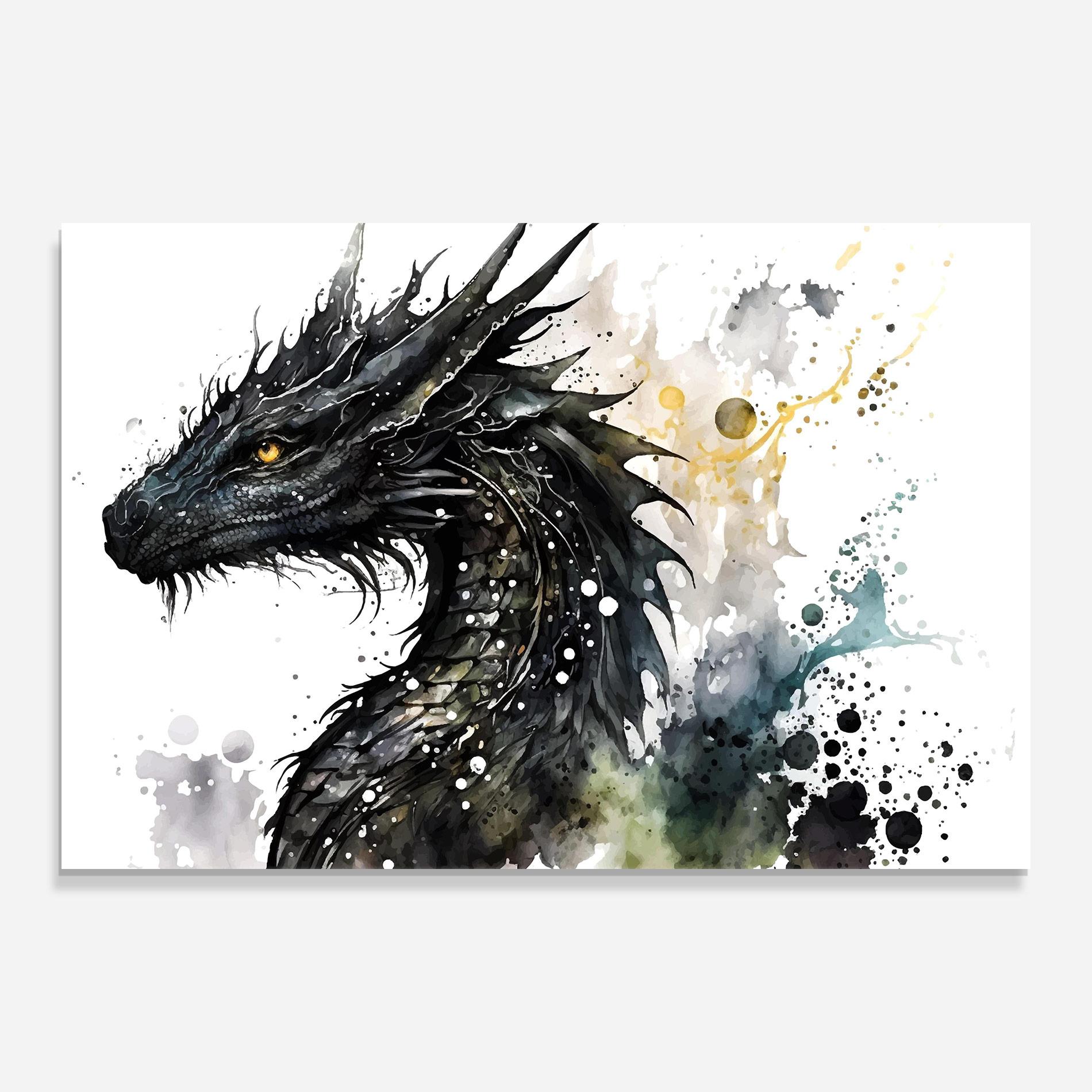 Tablou Sticla Black Dragon Art mockup 0