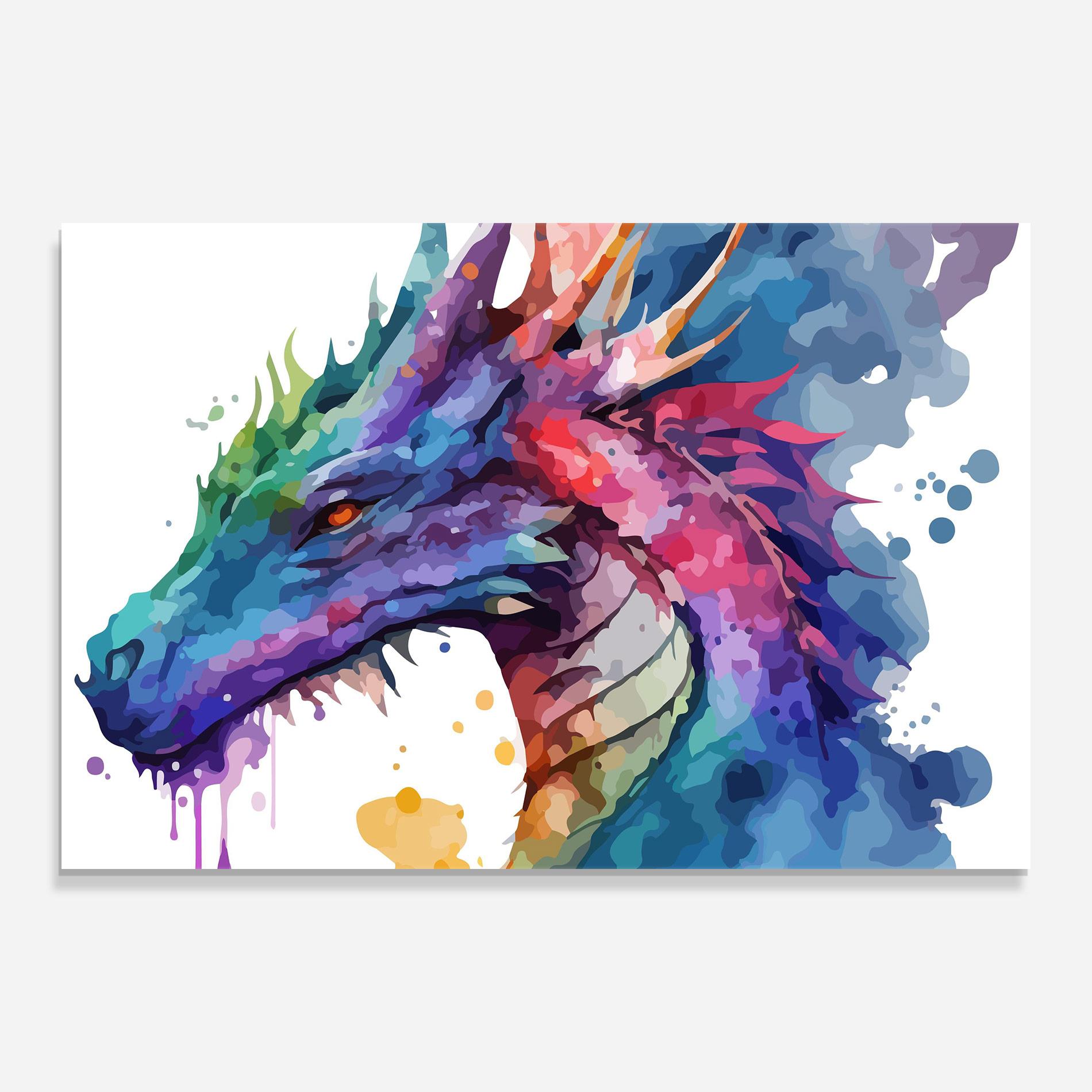 Tablou Sticla Colourful Dragon mockup 0