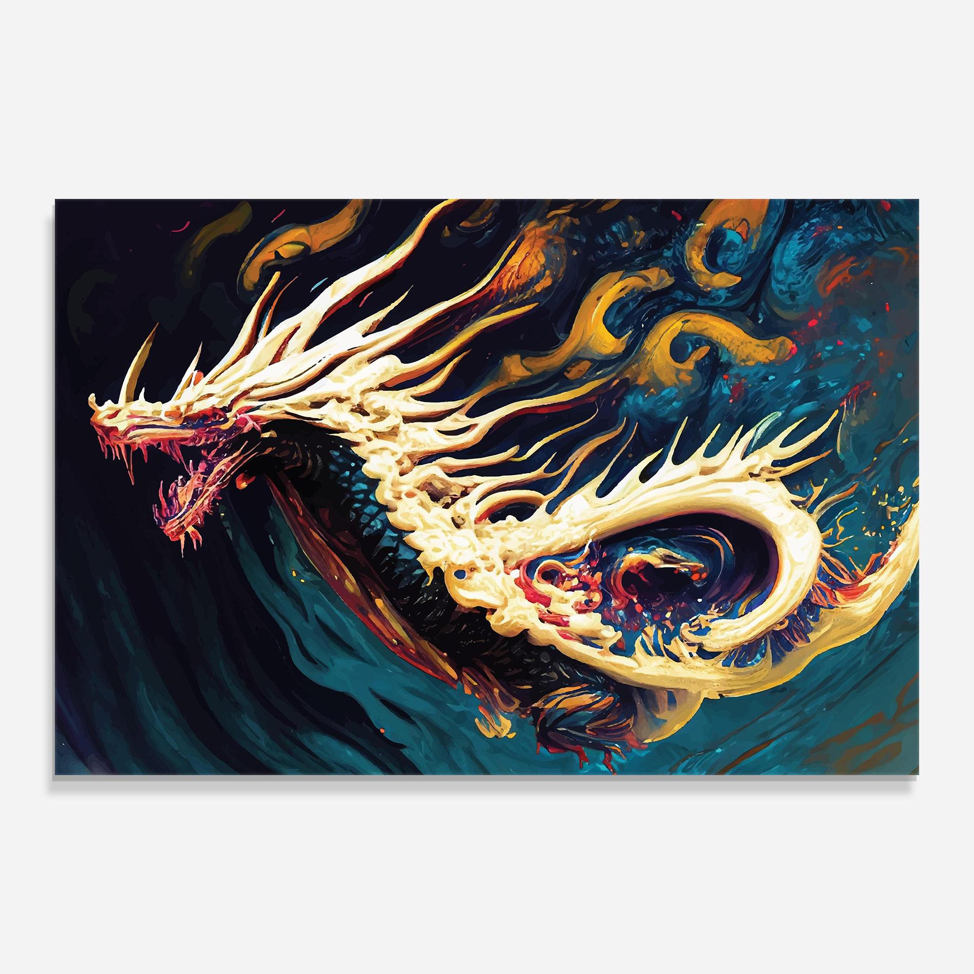 Tablou Sticla Flying Acrylic Dragon mockup 0