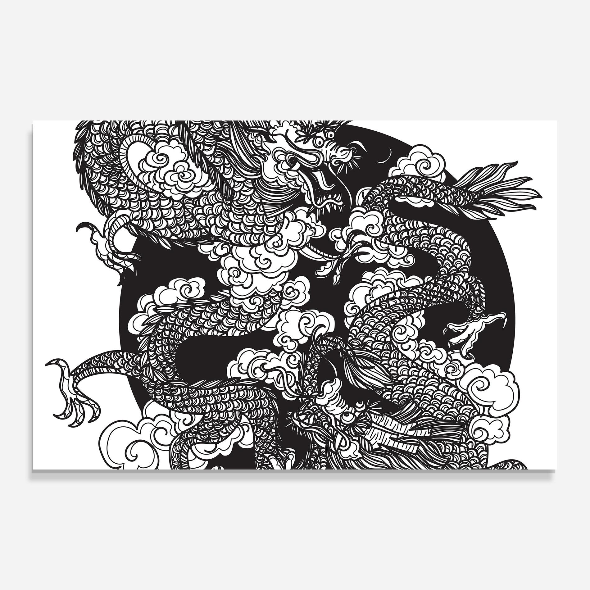 Tablou Sticla Grey Moon Dragon mockup 0