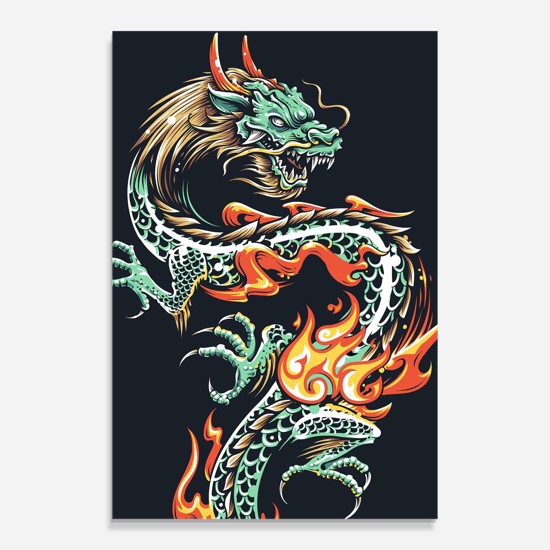 Tablou Sticla Dragon Green mockup 0