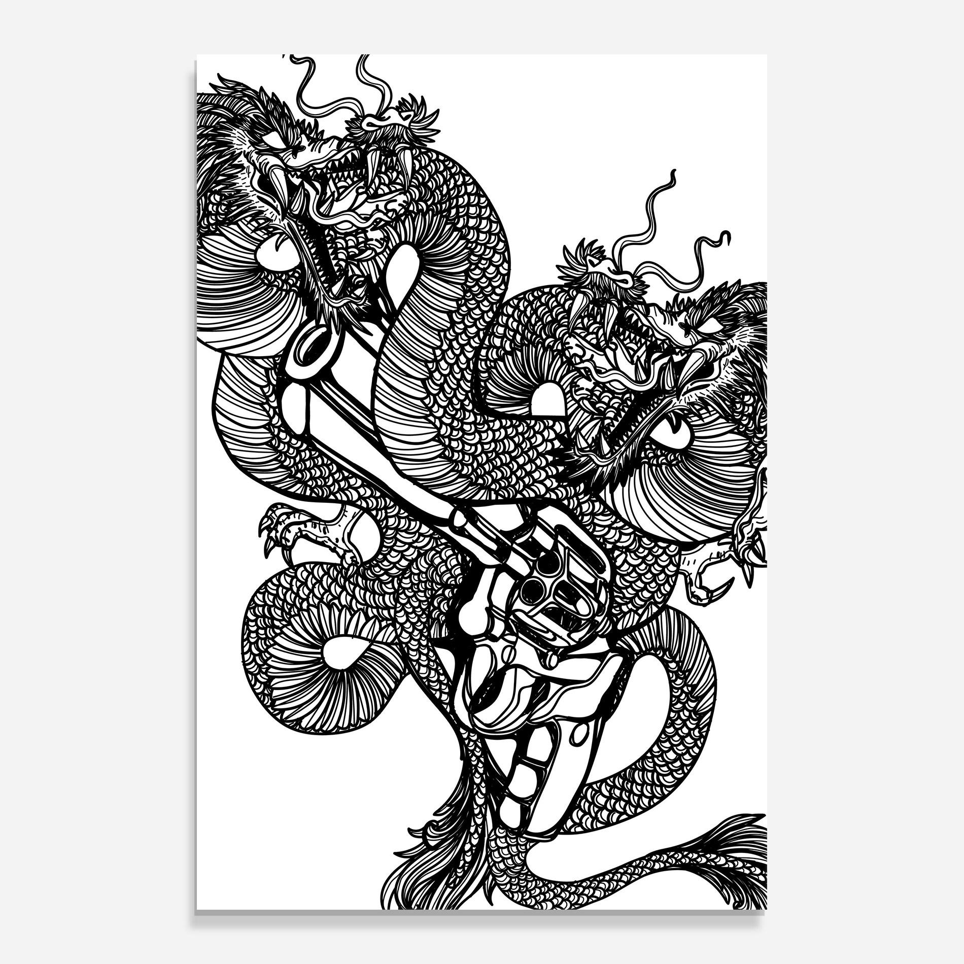 Tablou Sticla Dragon Gun mockup 0